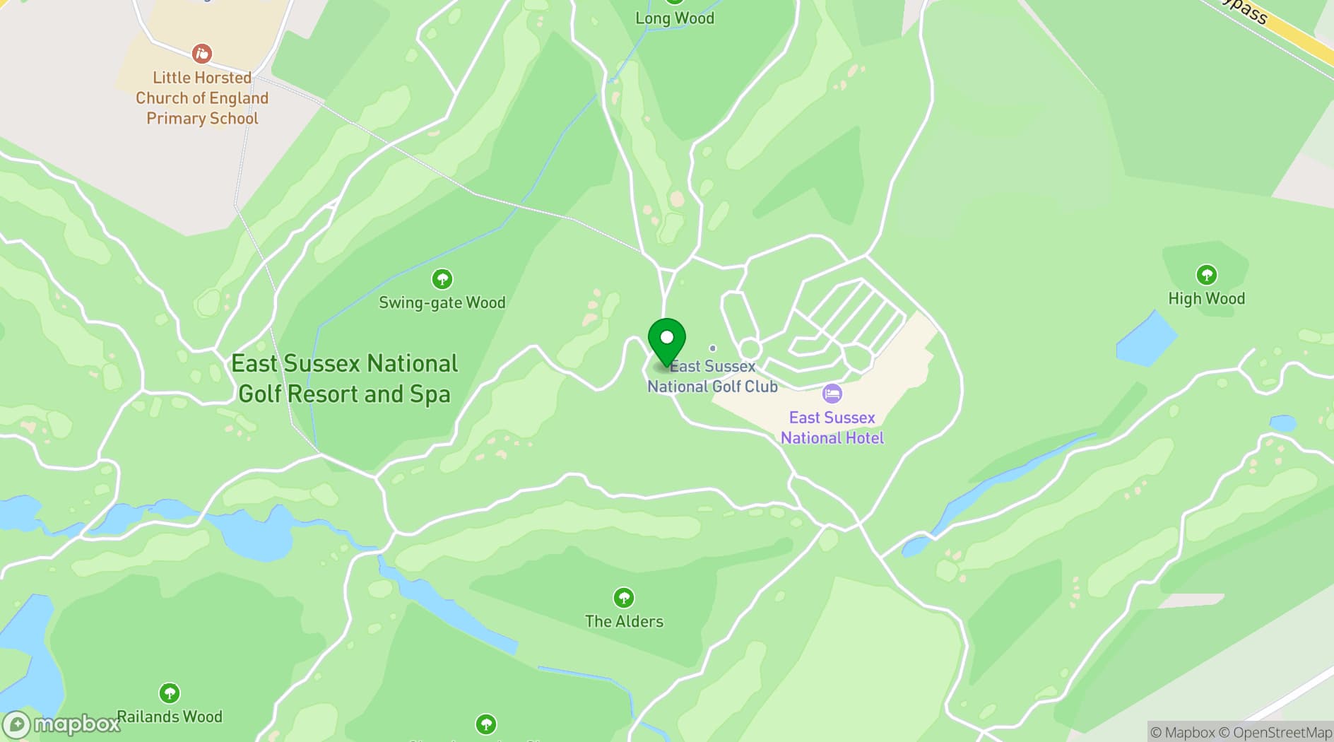 Map showing East Sussex National Hotel