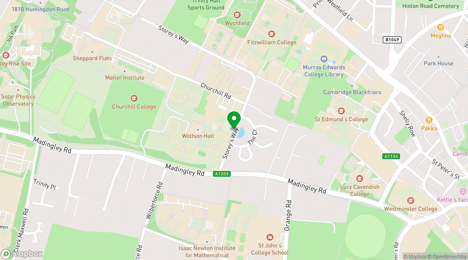 Map showing Churchill College