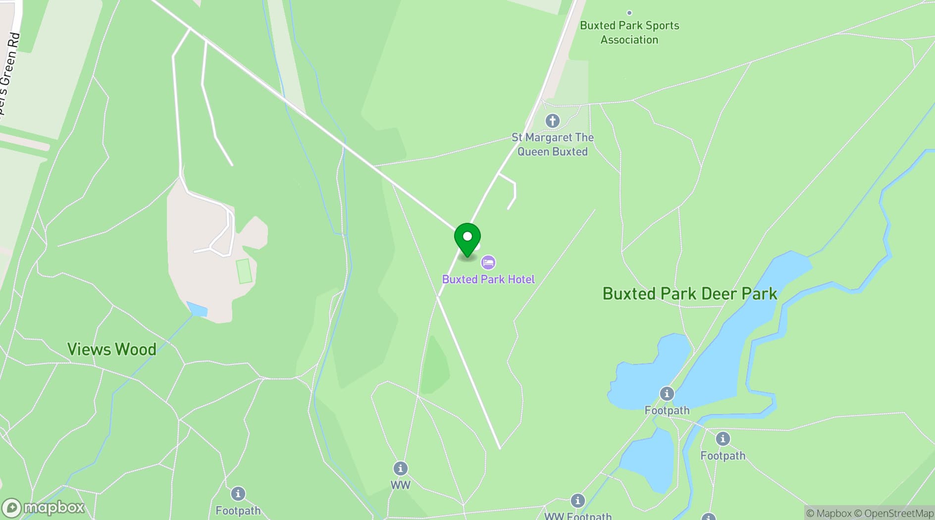 Map showing Buxted Park Hotel