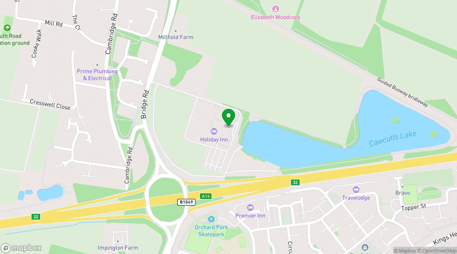 Map showing Holiday Inn Cambridge