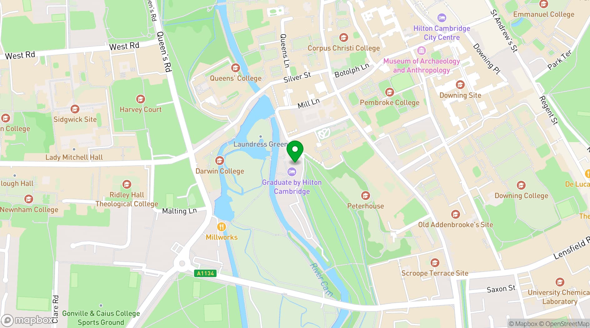 Map showing Graduate by Hilton Cambridge