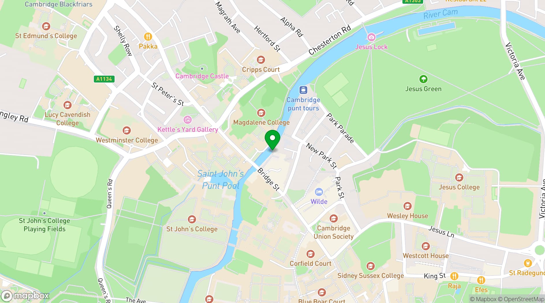 Map showing Las Iguanas Cambridge