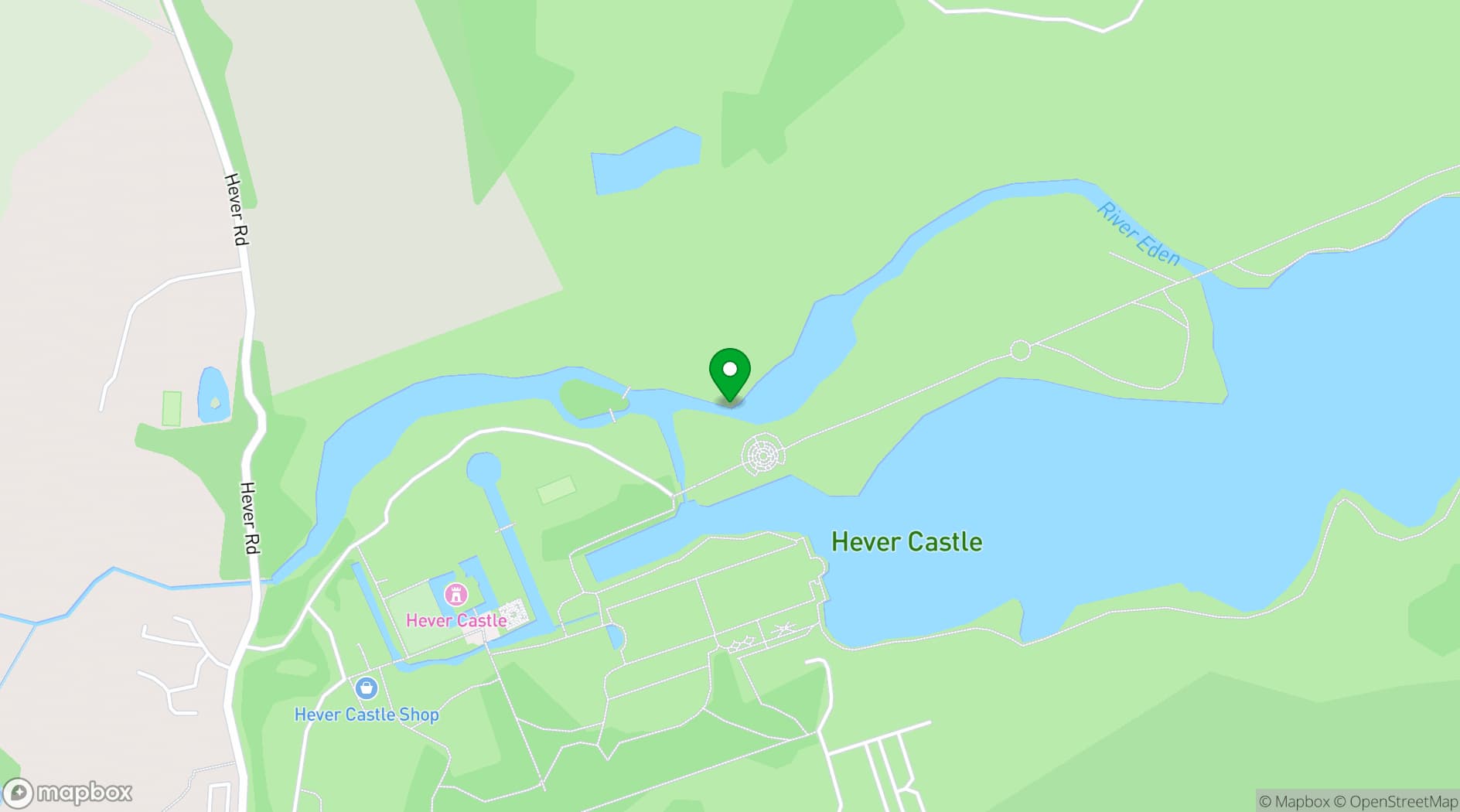Map showing Hever Castle