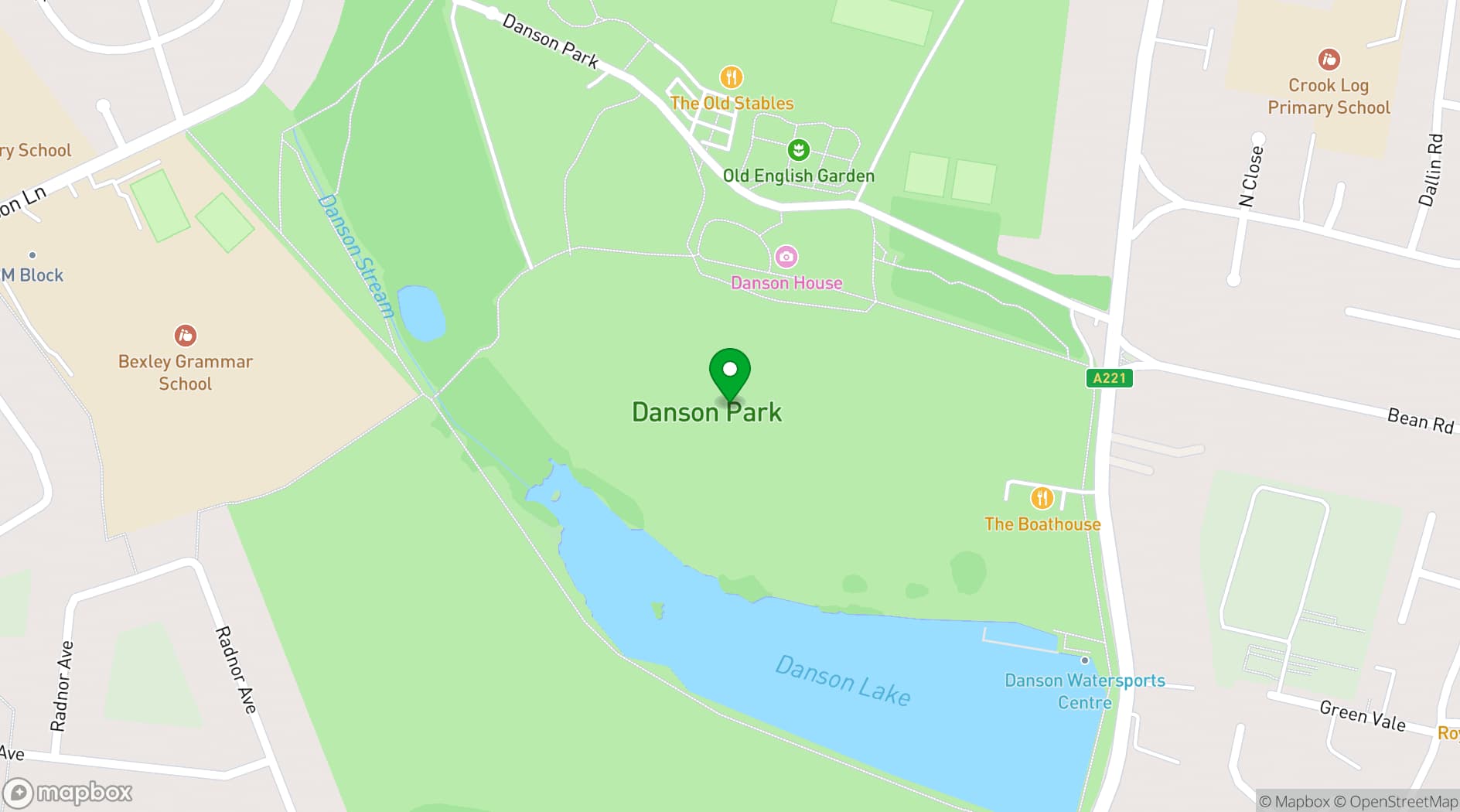Map showing Danson Park