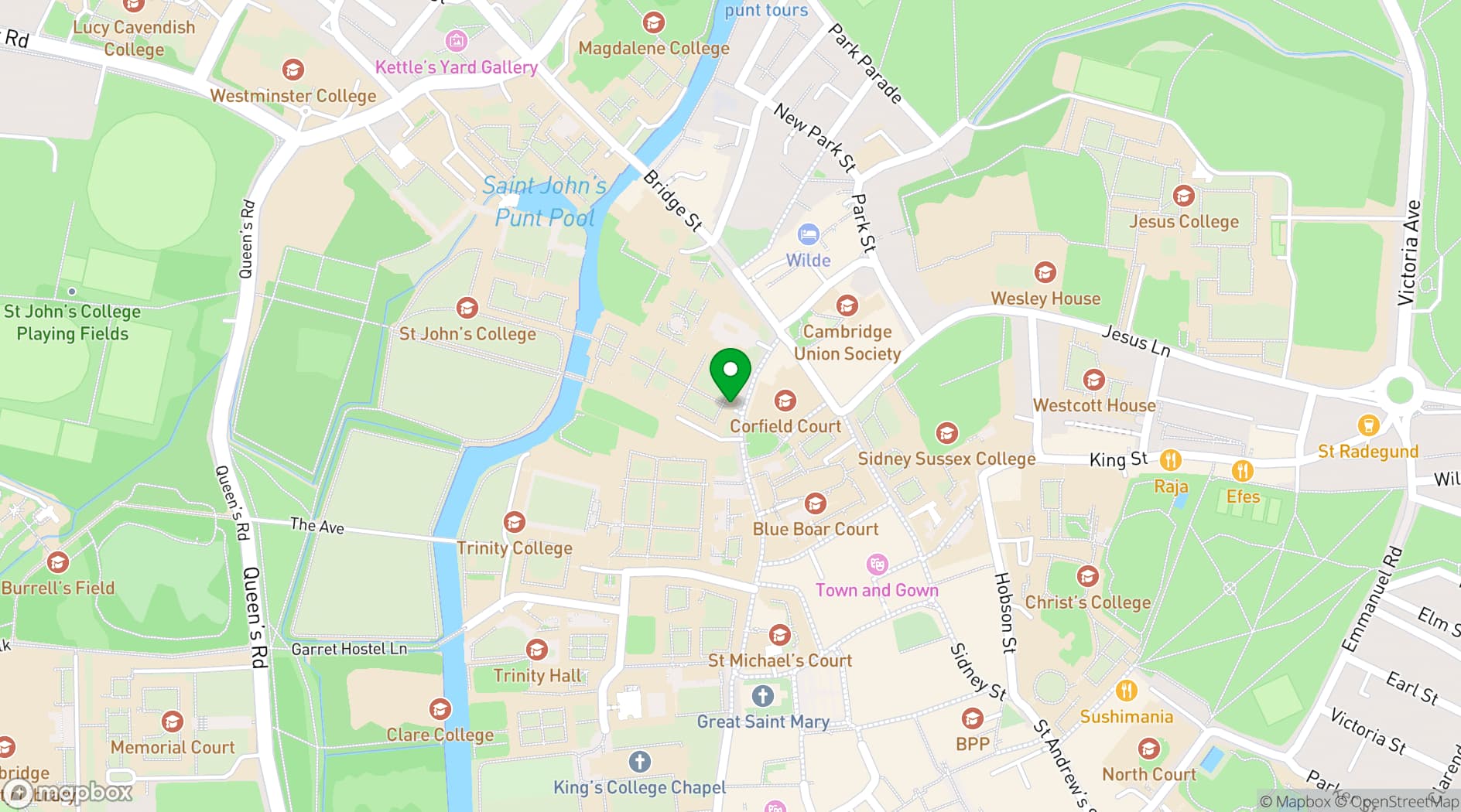 Map showing St John's College