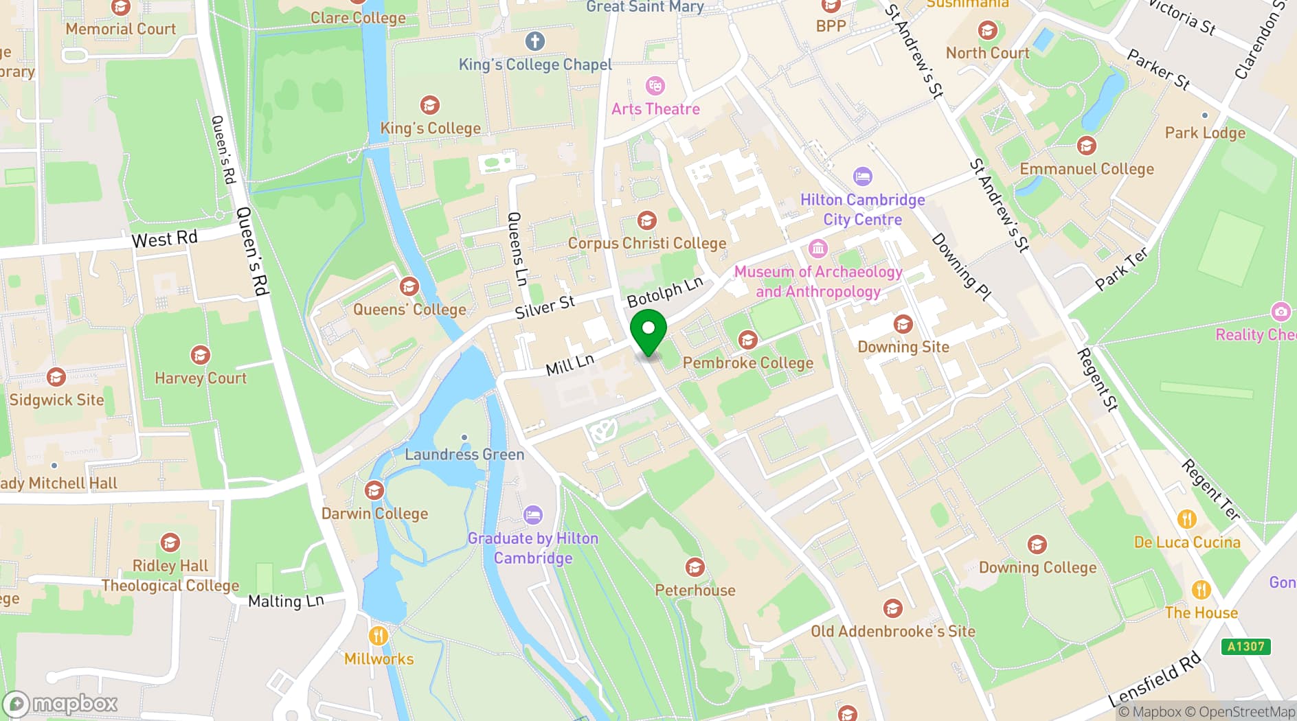 Map showing Pembroke College