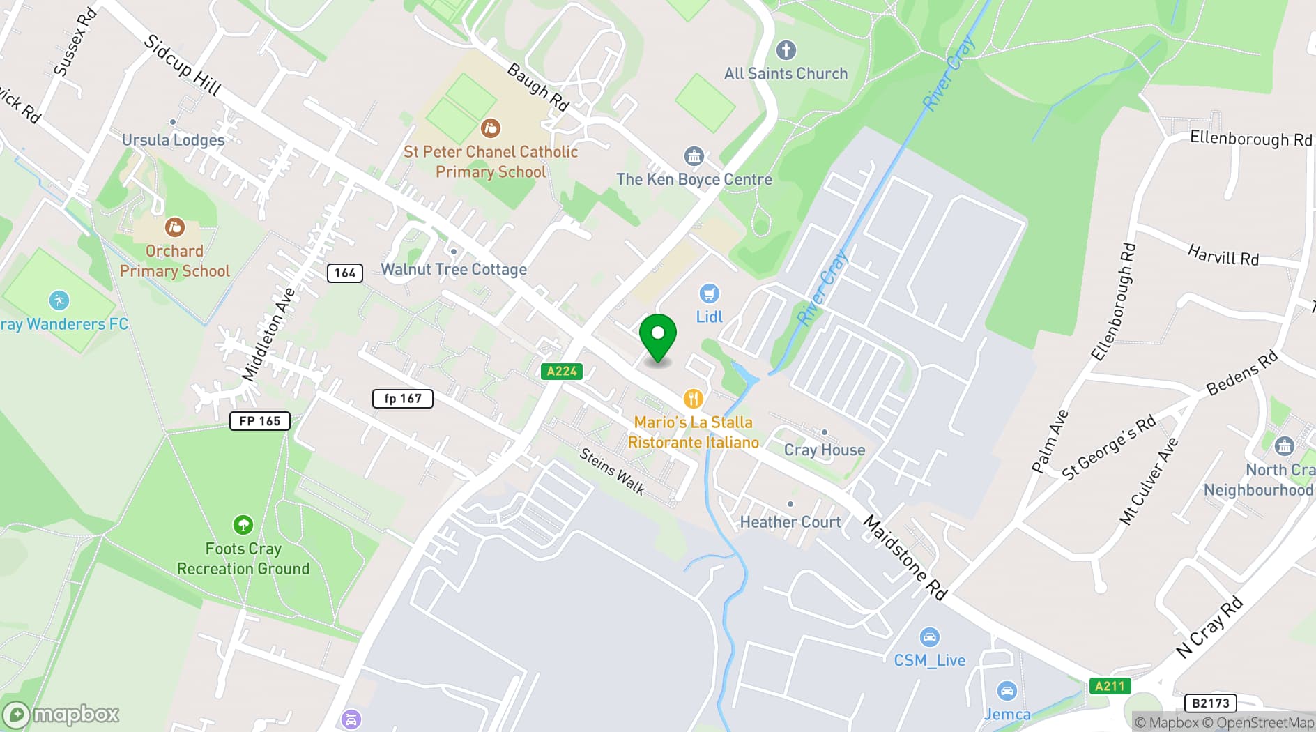 Map showing Foots Cray Mansion