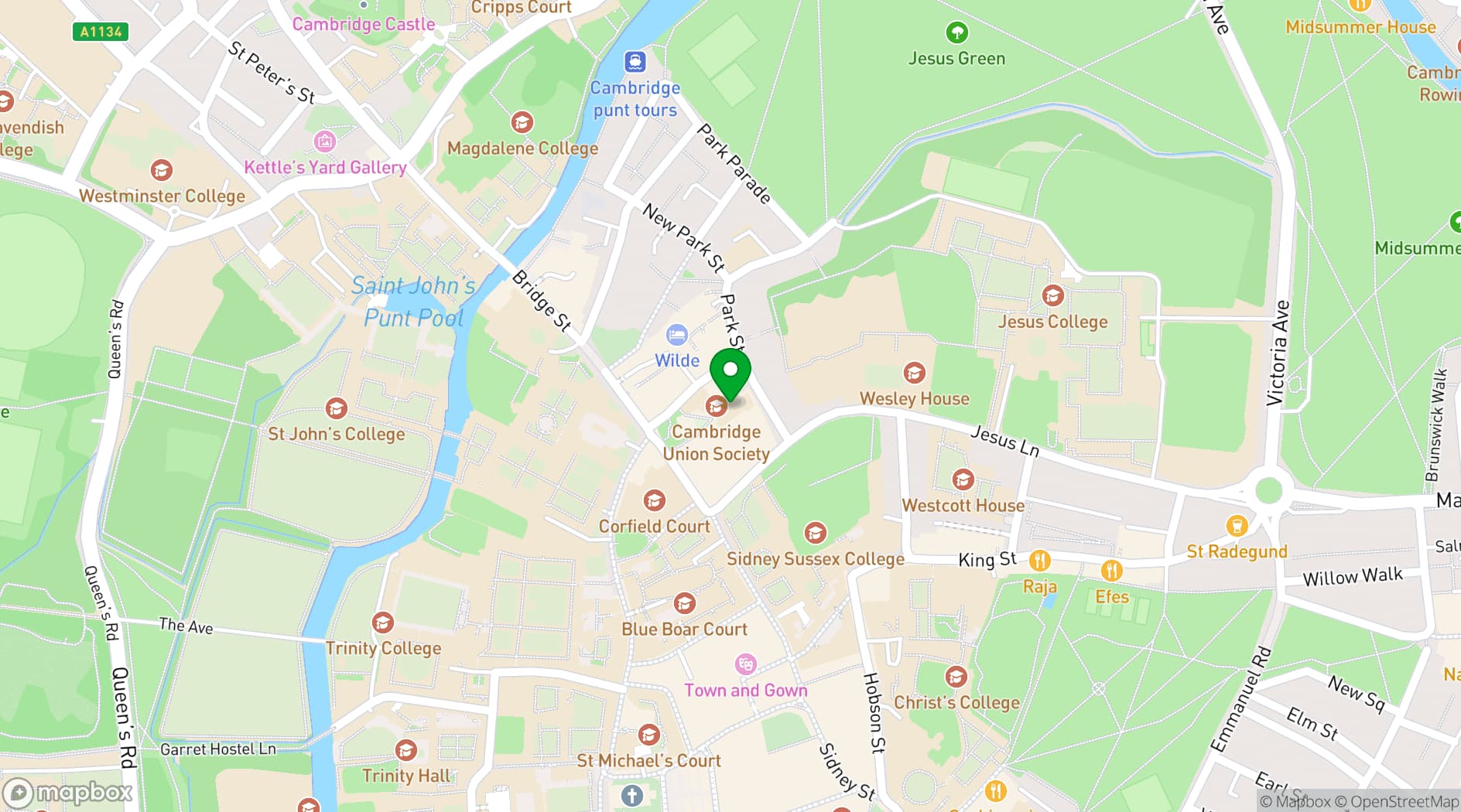 Map showing The Cambridge Union