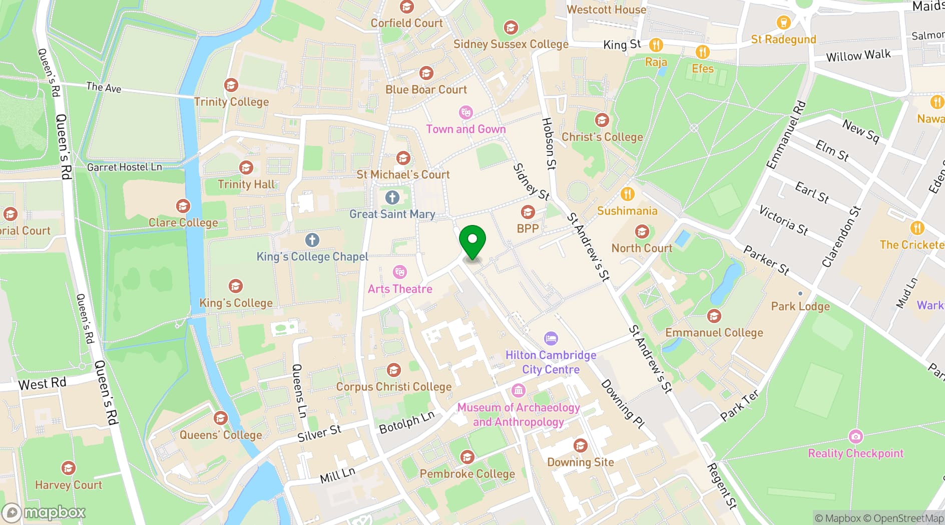 Map showing Guildhalls