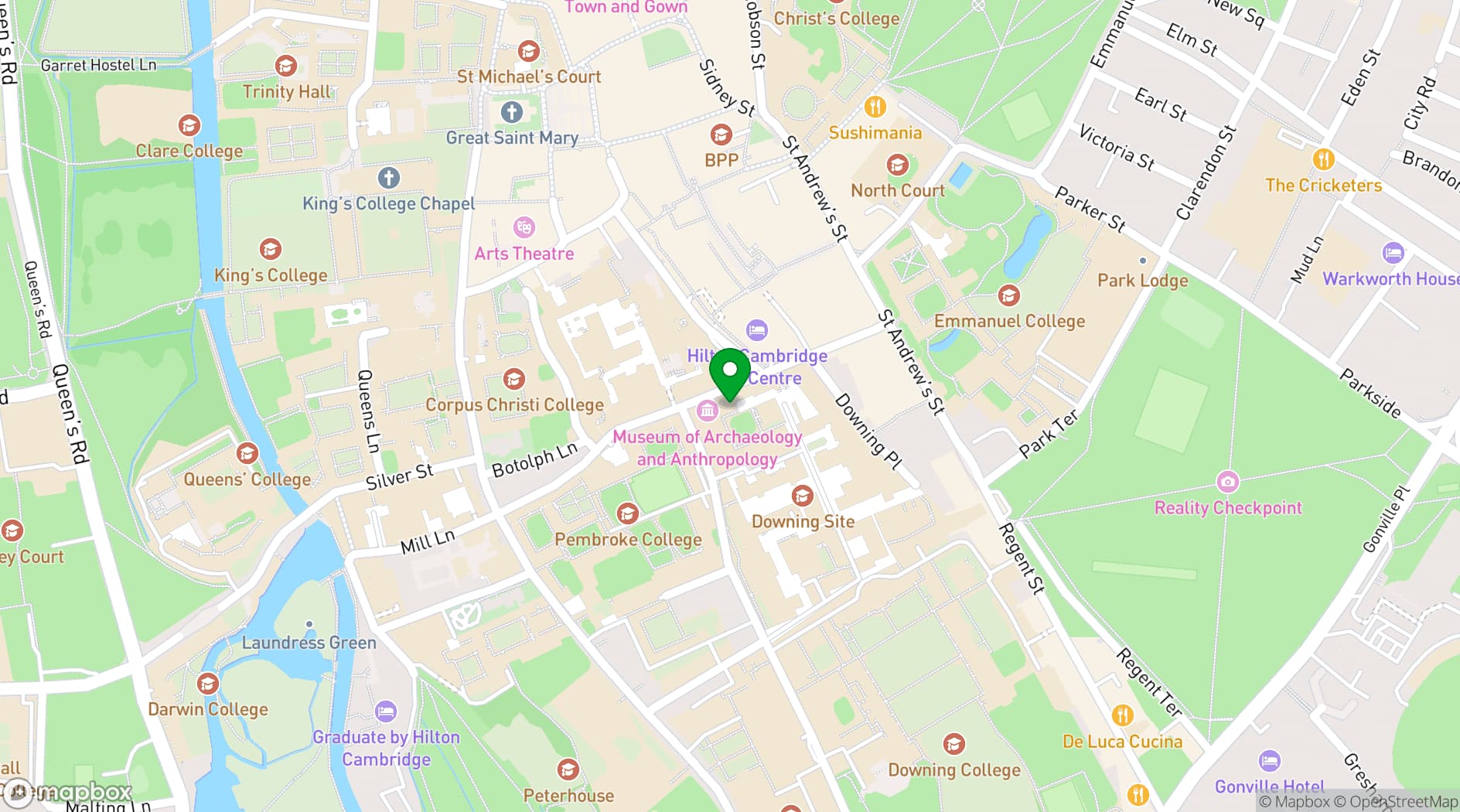Map showing Museum of Archaeology and Anthropology