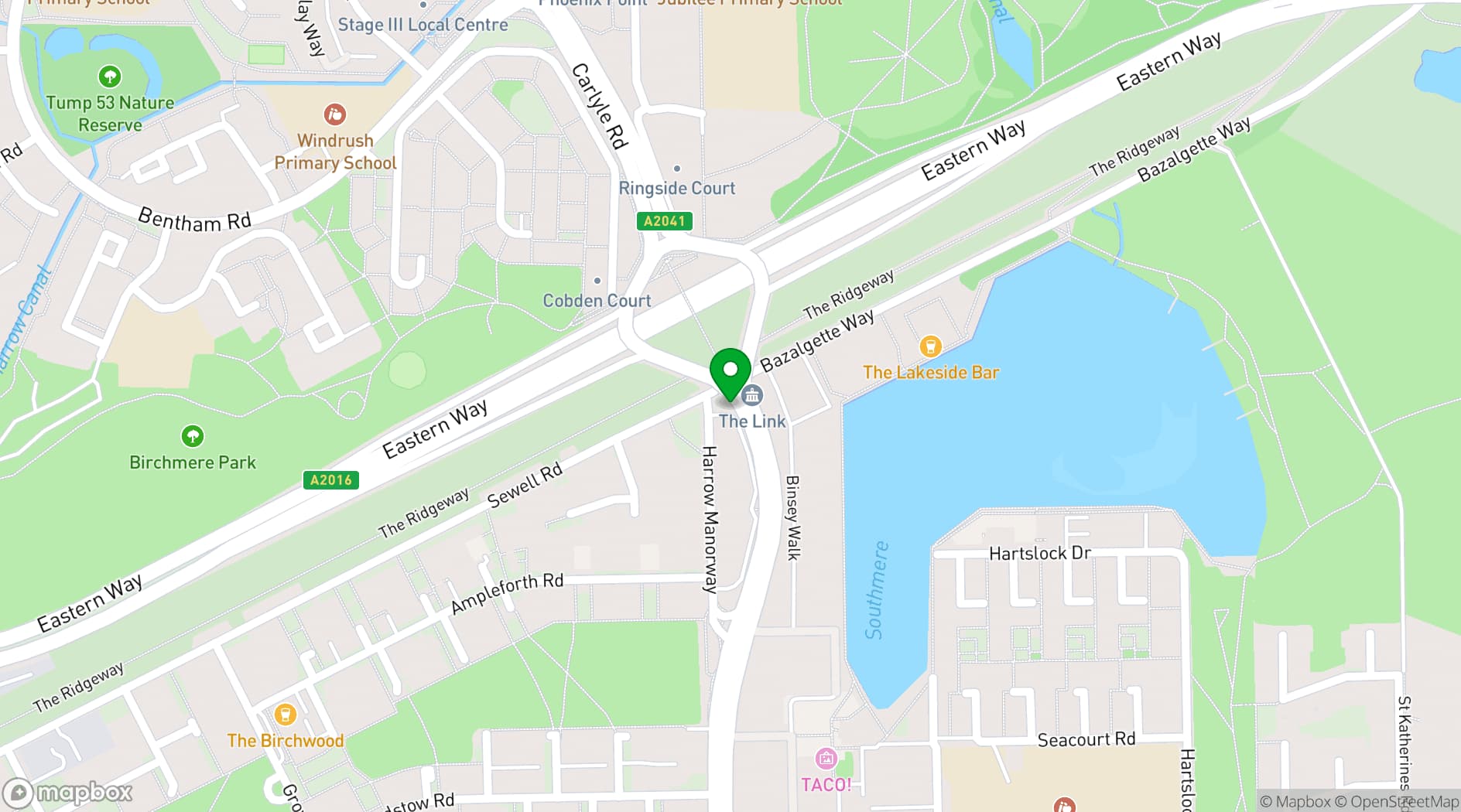 Map showing The Link Thamesmead
