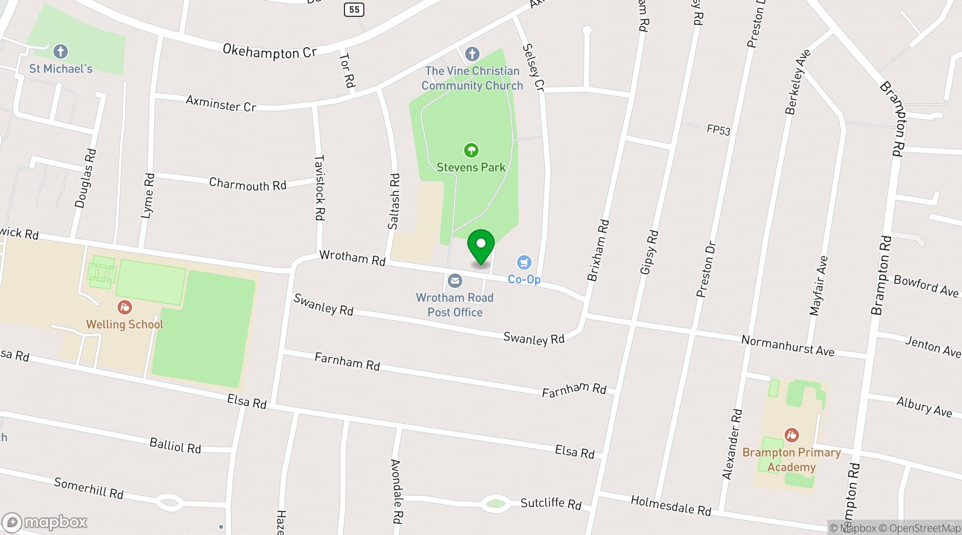 Map showing St Peter Chanel Community Hall