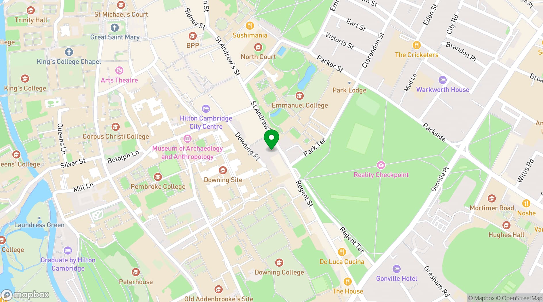 Map showing The Hobson Cambridge by Adina
