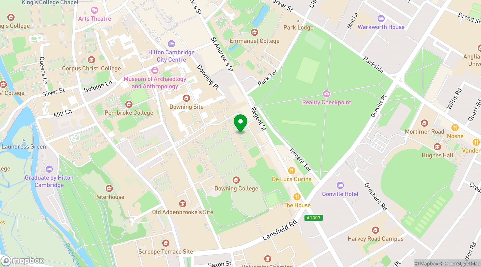 Map showing Downing College
