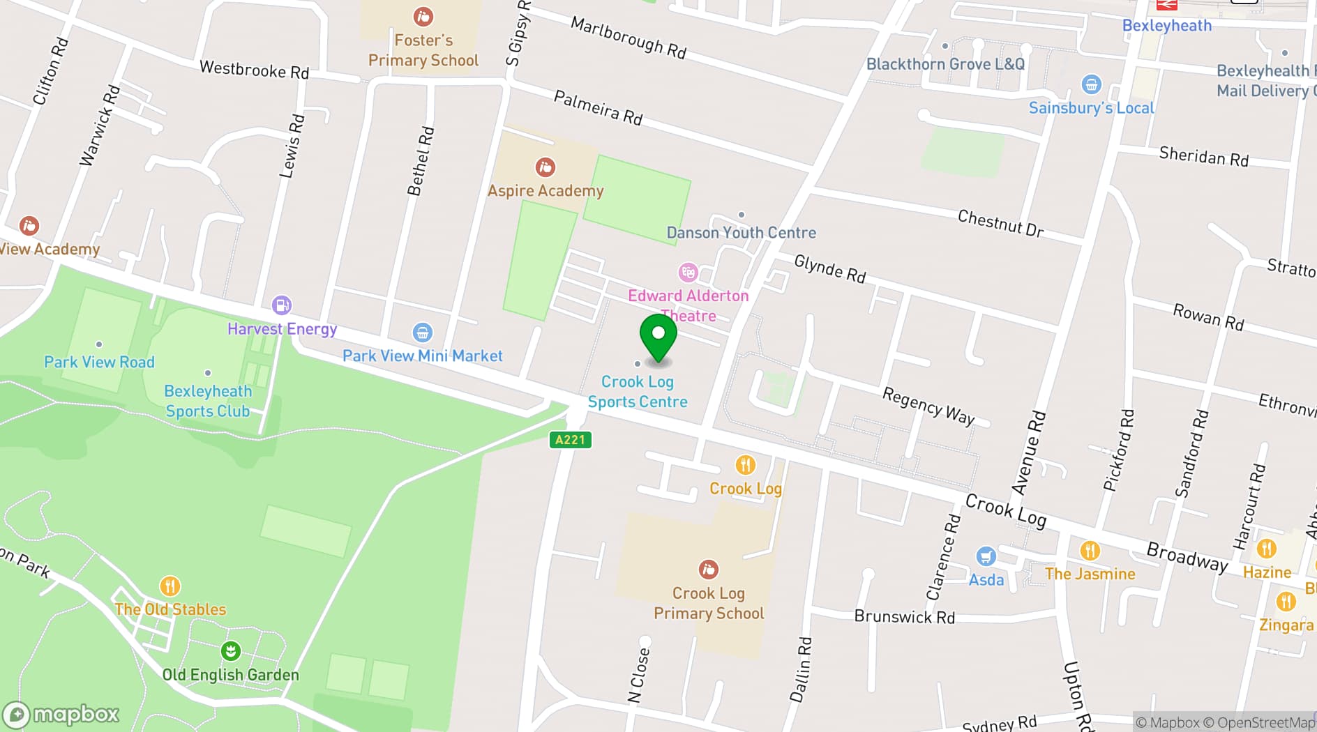 Map showing Crook Log Leisure Centre