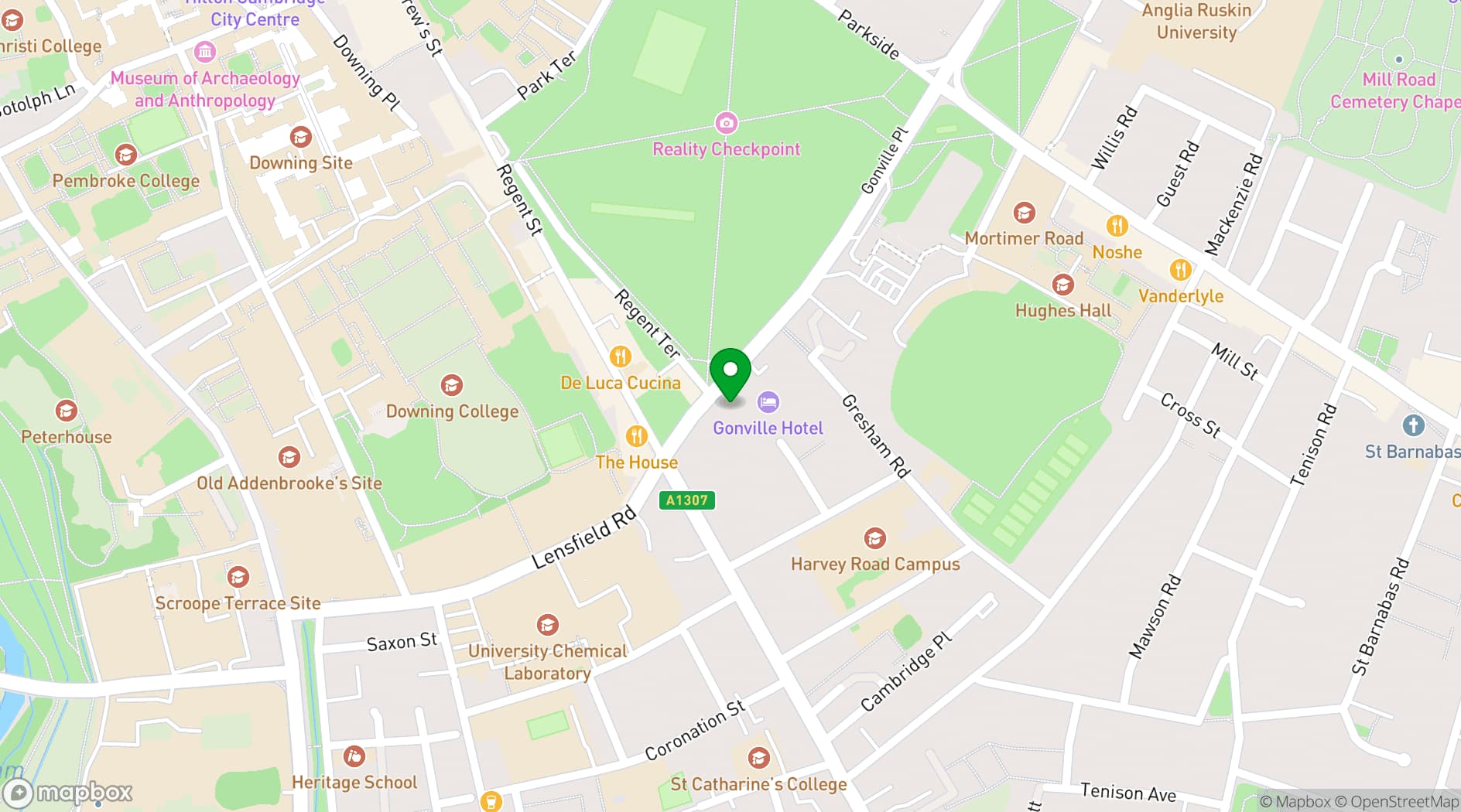 Map showing Gonville Hotel