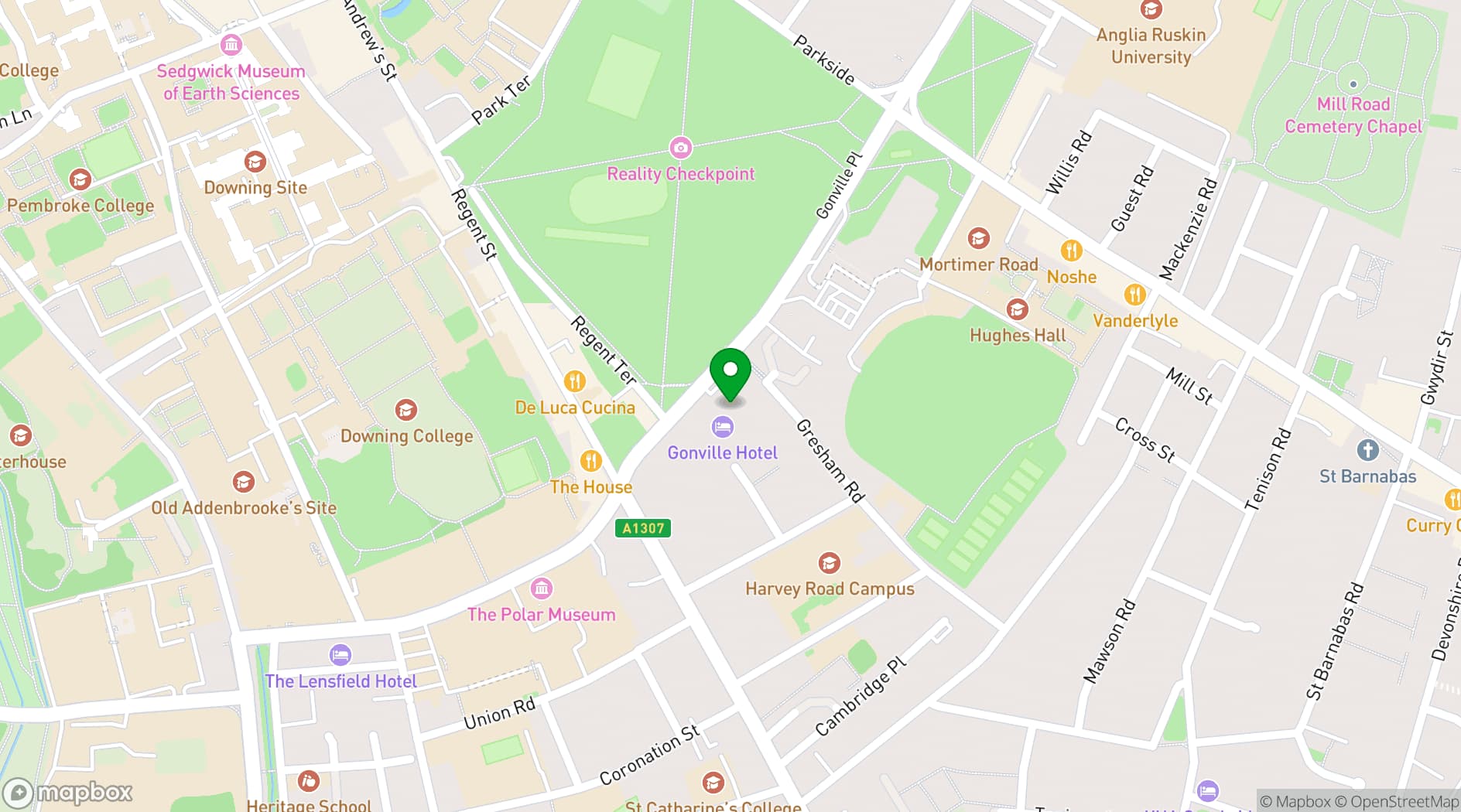Map showing Gonville Hotel