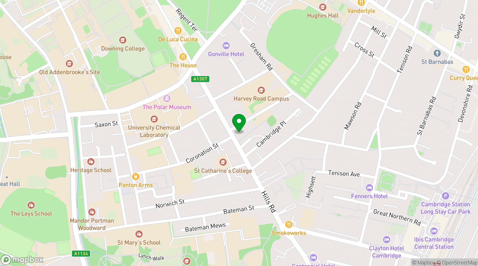 Map showing St Paul's, Cambridge