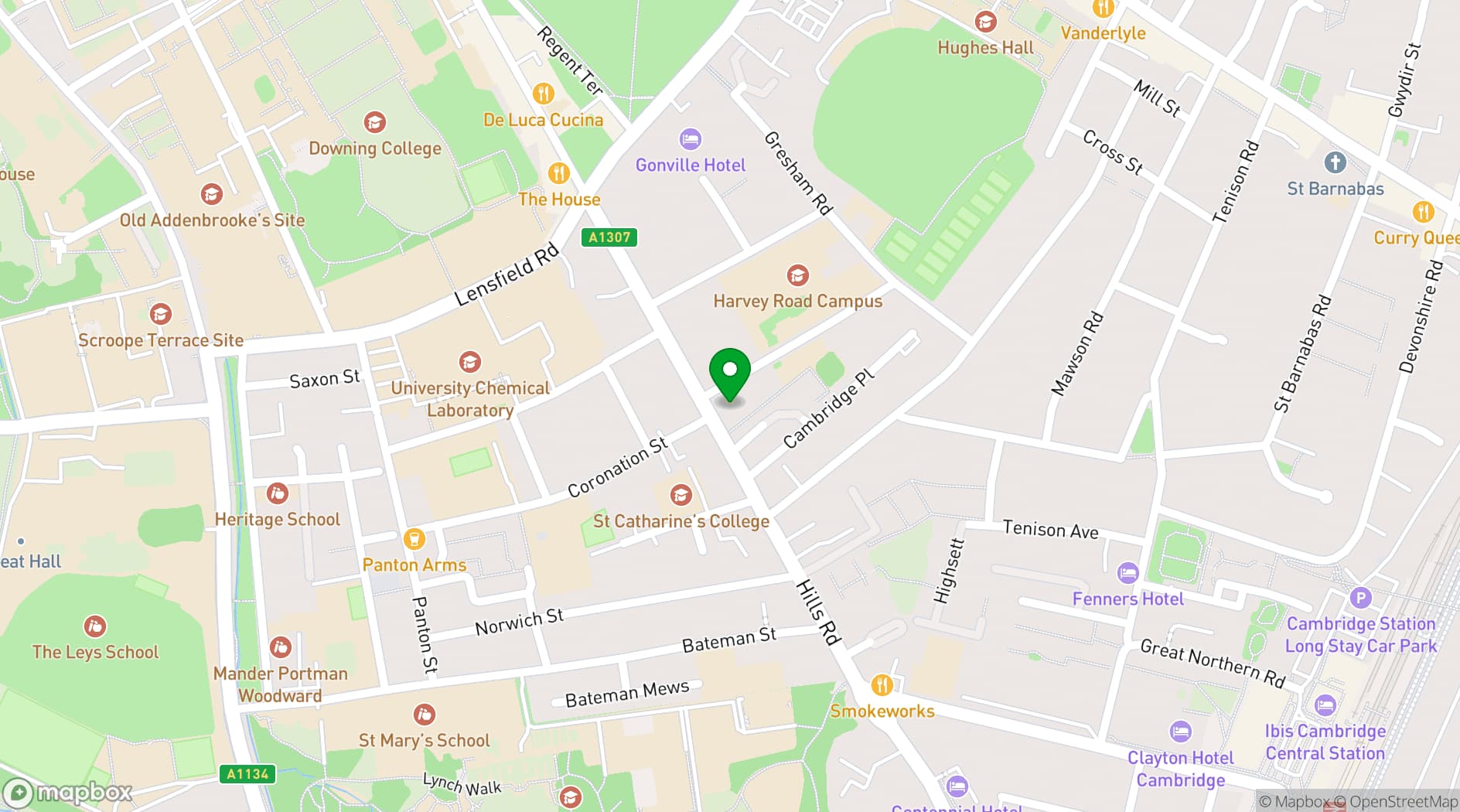 Map showing St Paul's, Cambridge