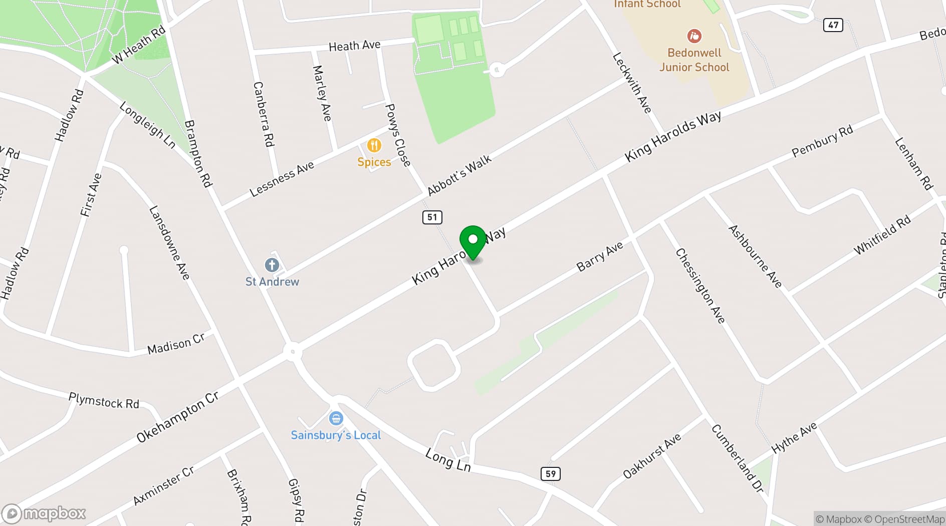 Map showing Bostall Library Community Hub