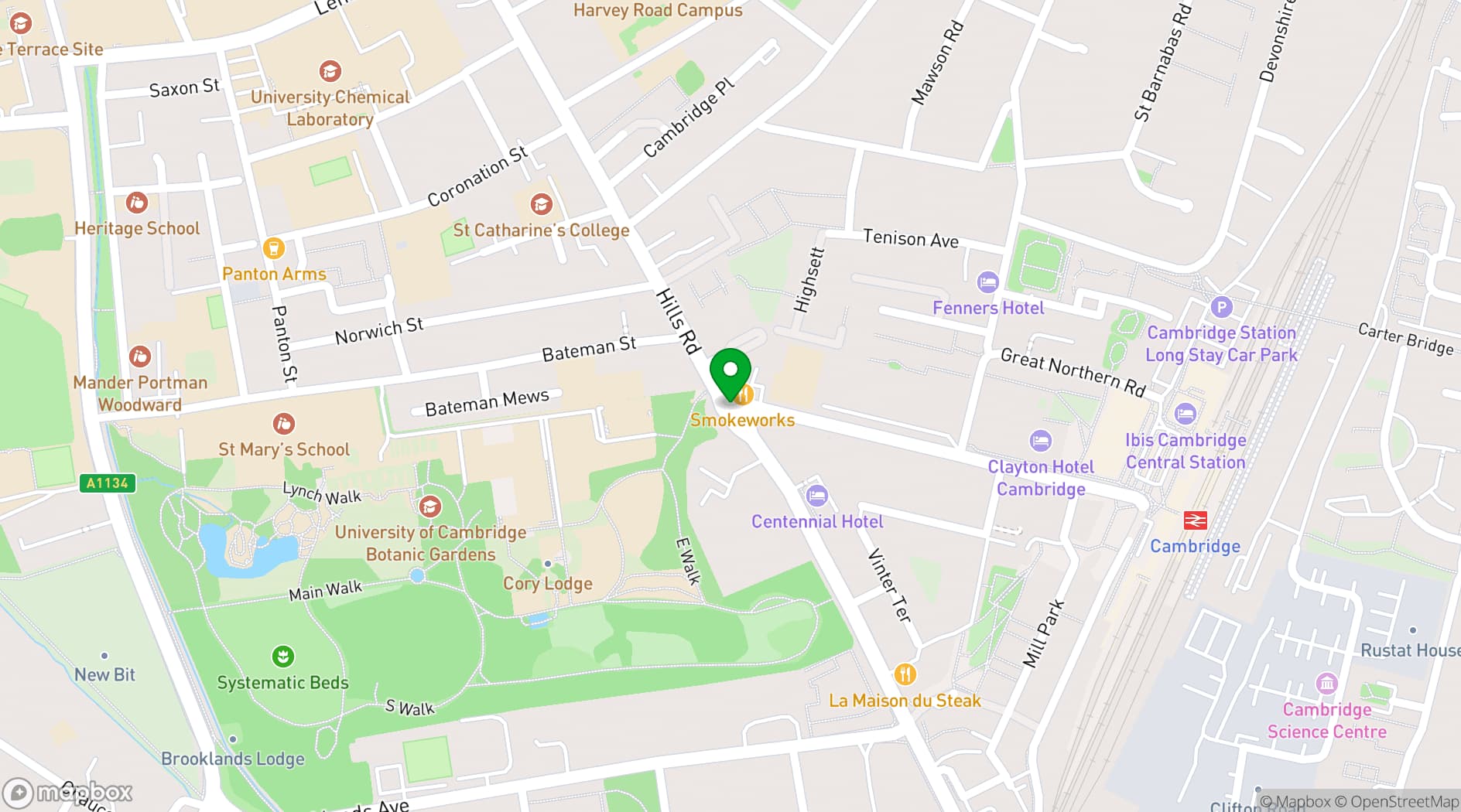 Map showing Kettle's Yard
