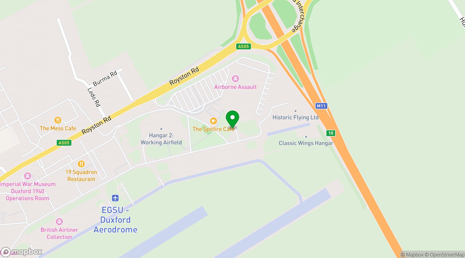 Map showing IWM Duxford