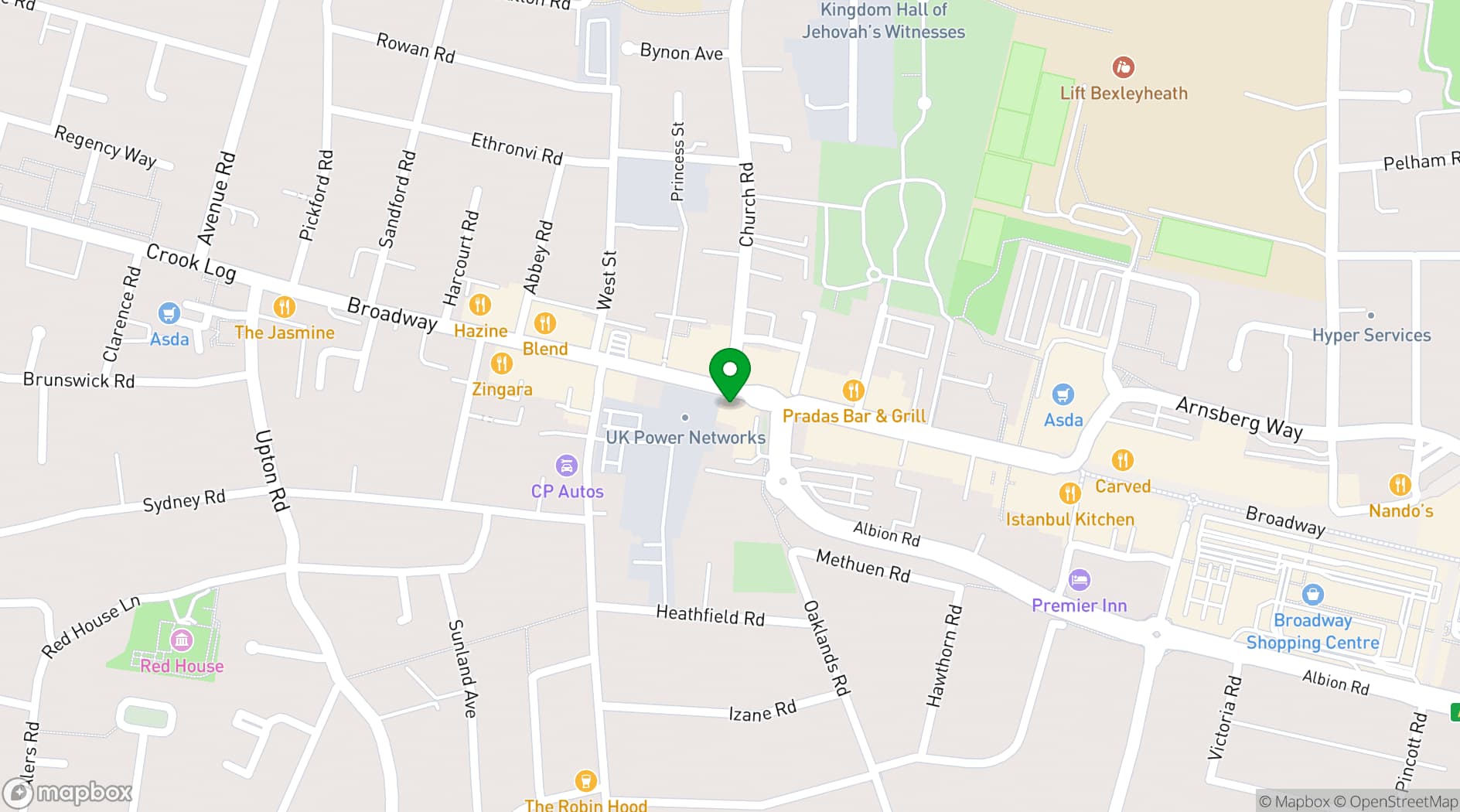 Map showing Arcadia Loungebar