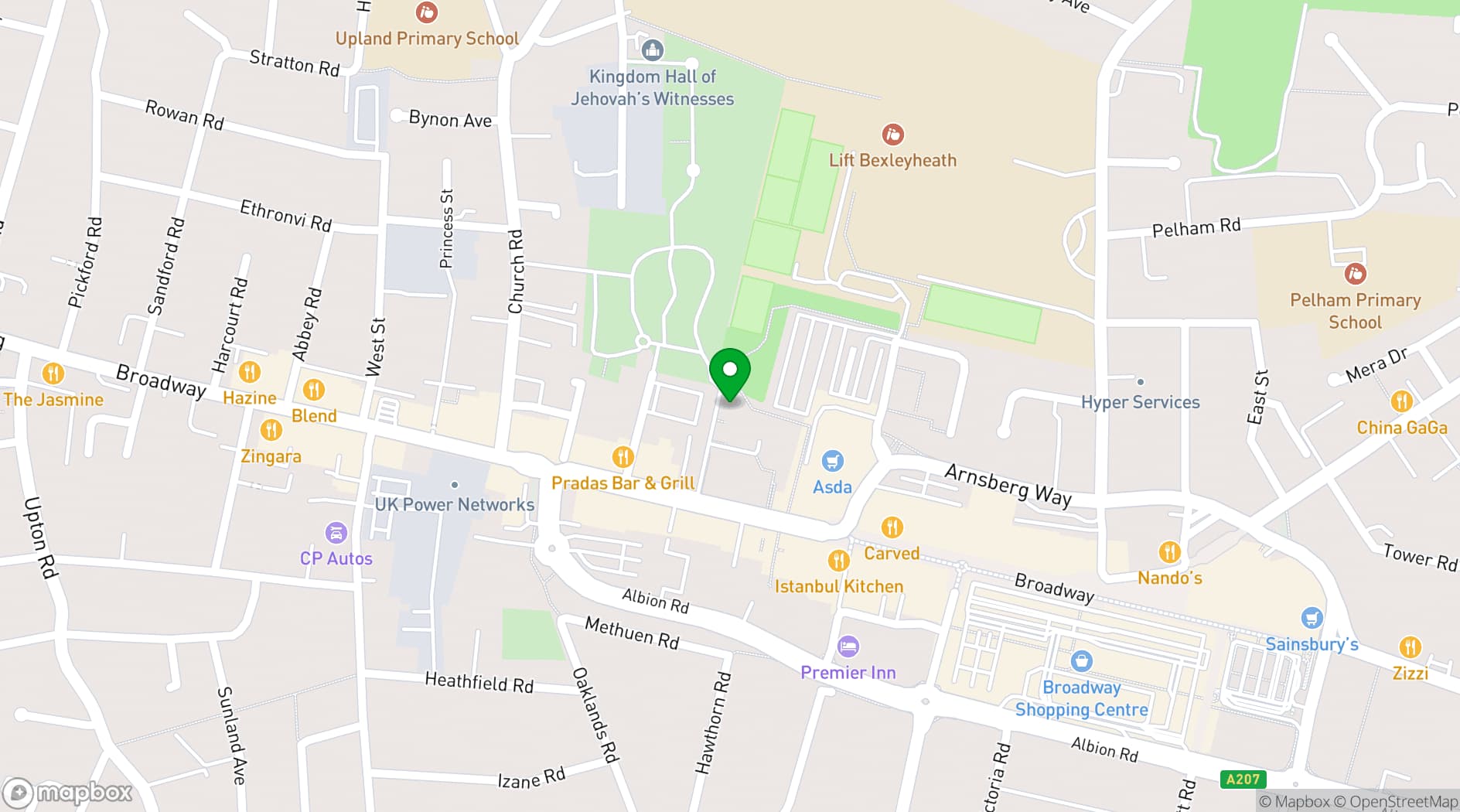 Map showing BOST Hall