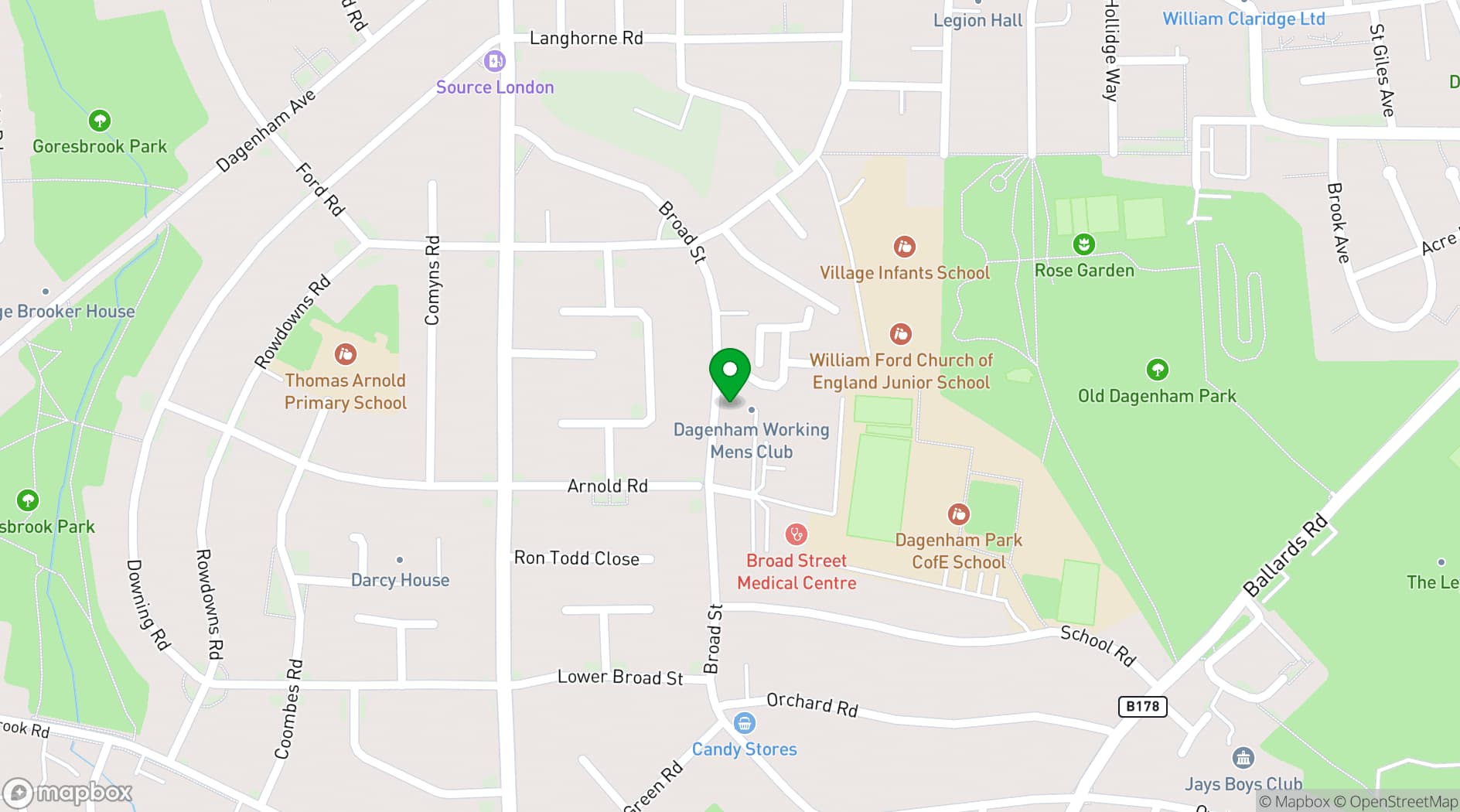 Map showing Venue 121 