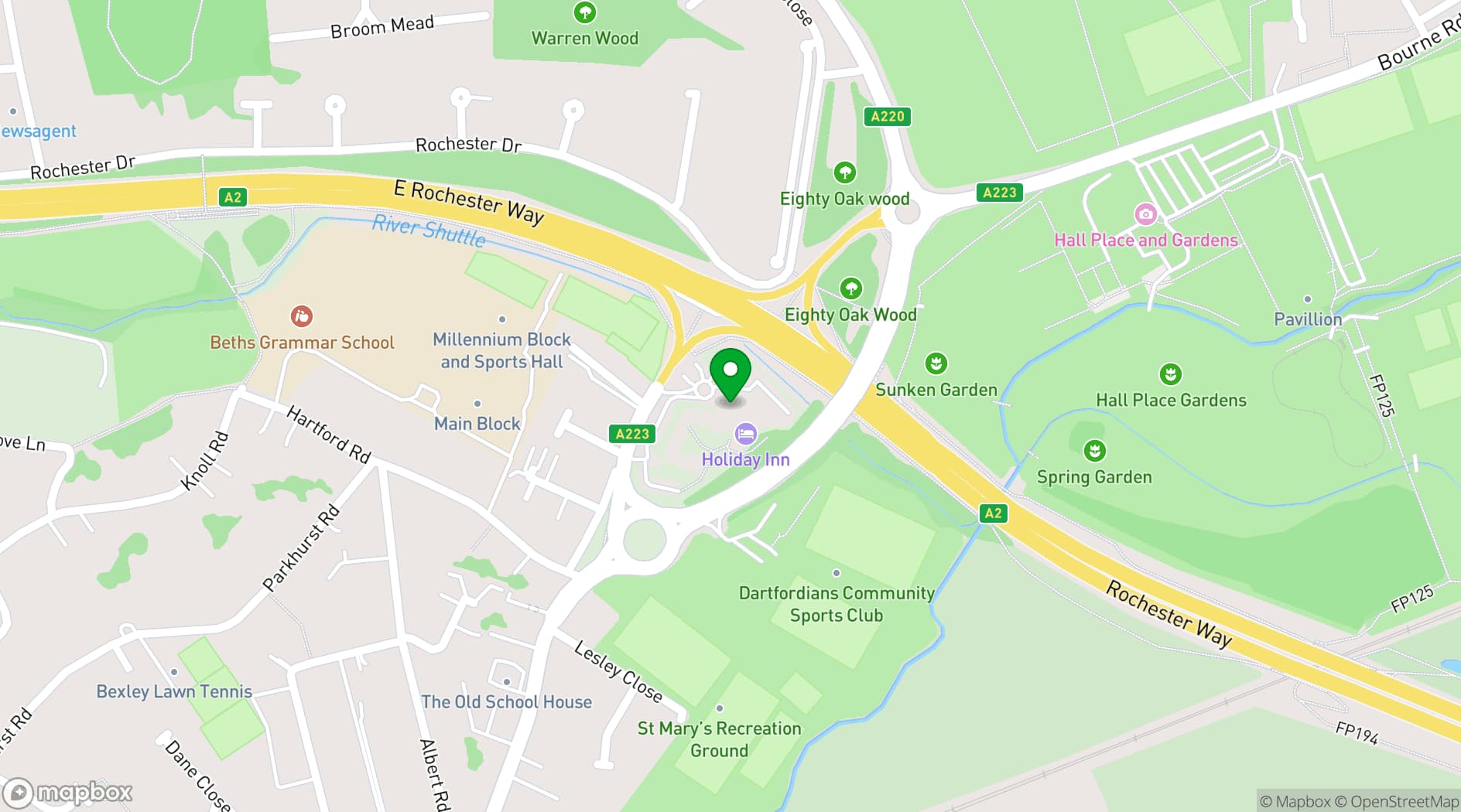 Map showing Holiday Inn London-Bexley