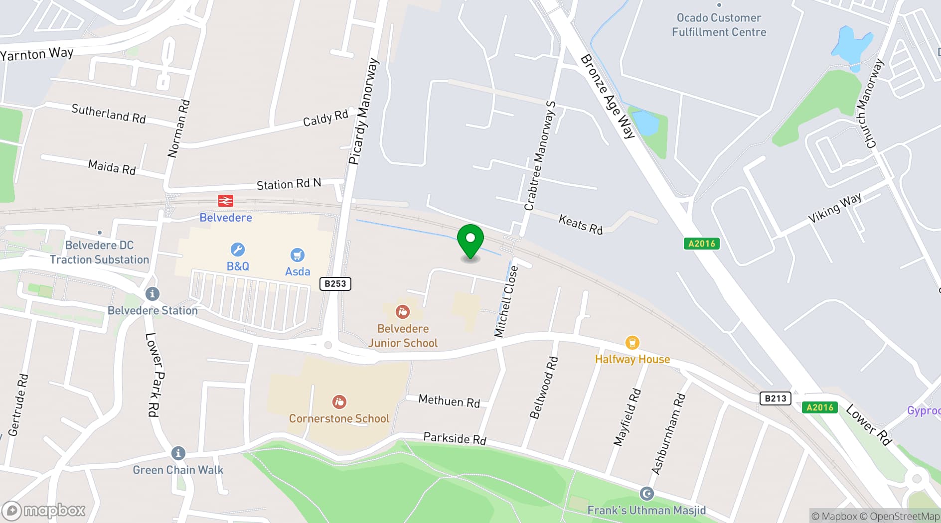 Map showing Belvedere Community Centre
