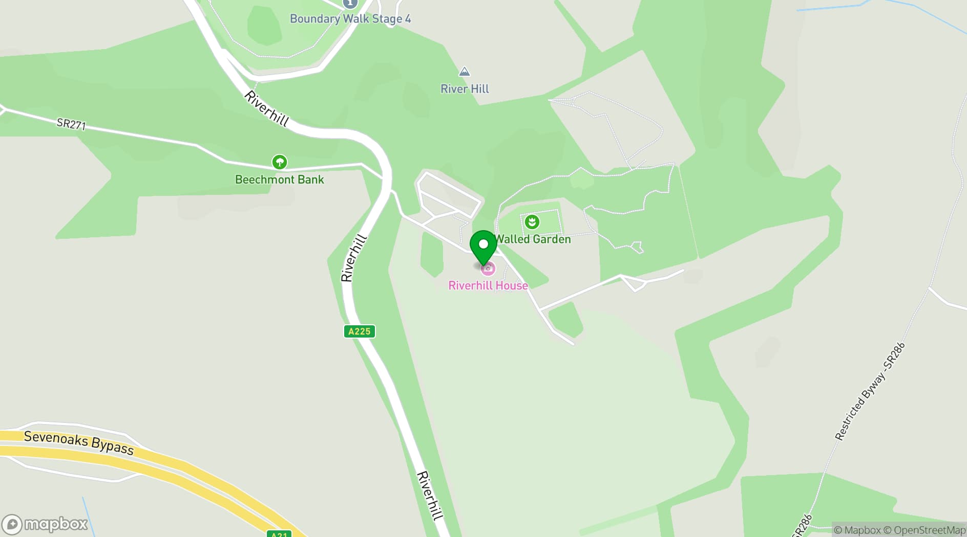 Map showing Riverhill Himalayan Gardens