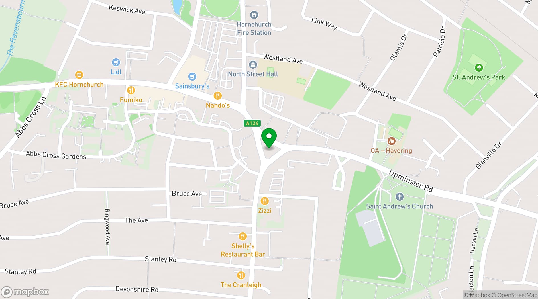 Map showing Giggling Squid – Hornchurch