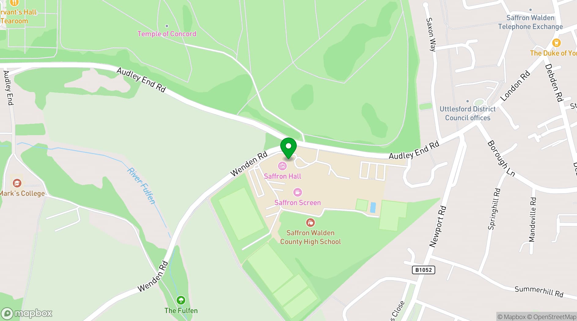 Map showing Saffron Hall