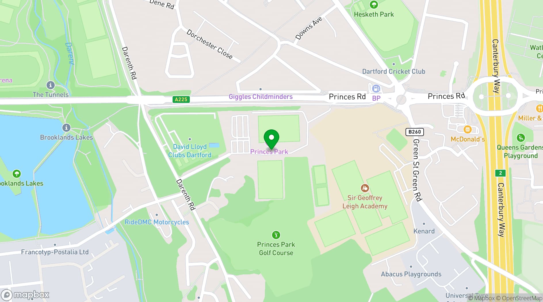 Map showing Princes Park