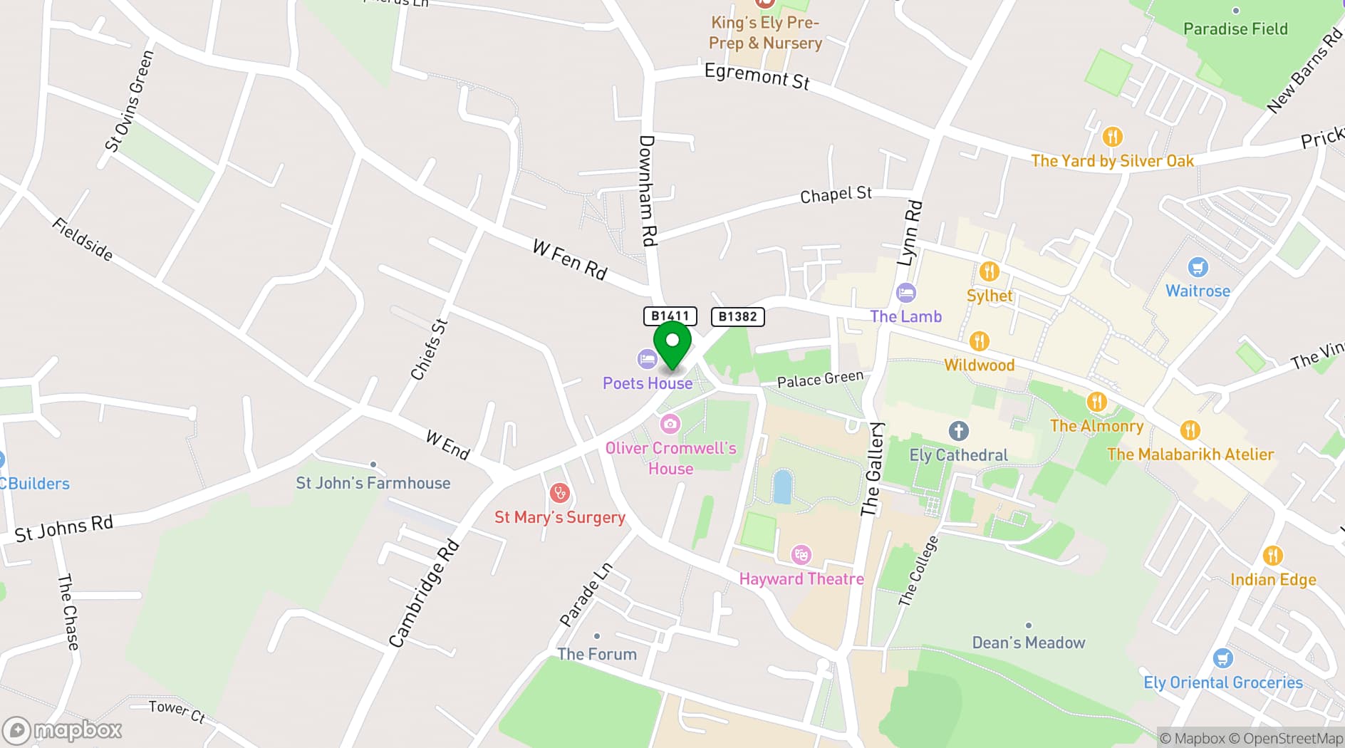 Map showing Poets House Hotel