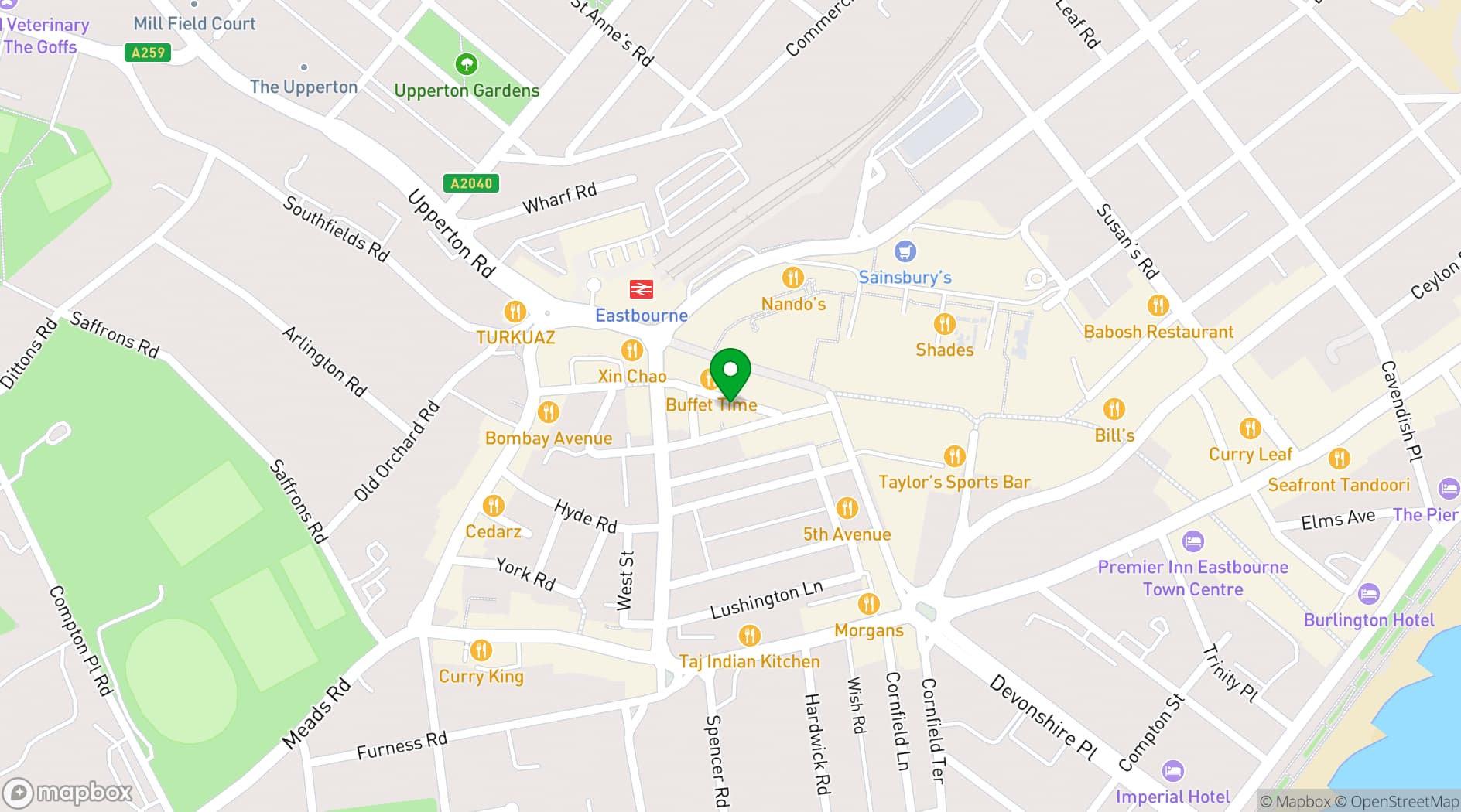 Map showing Bodega Eastbourne