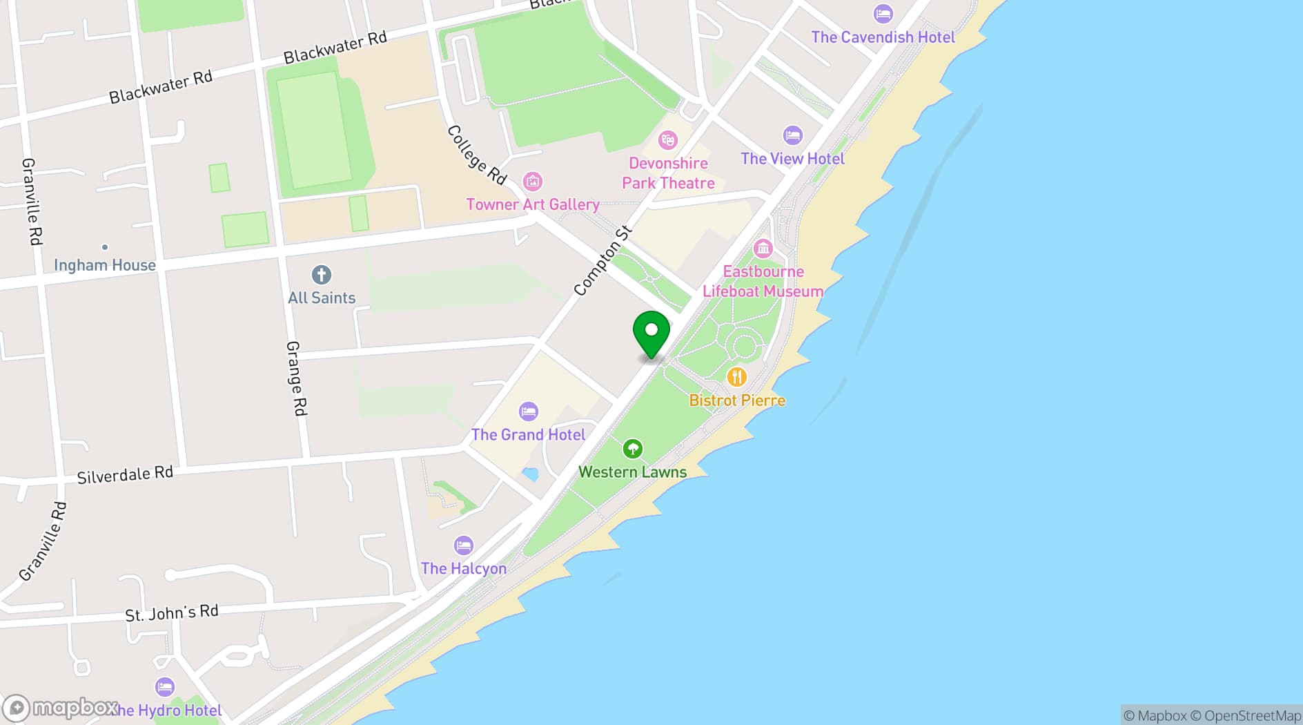 Map showing The Lansdowne Hotel