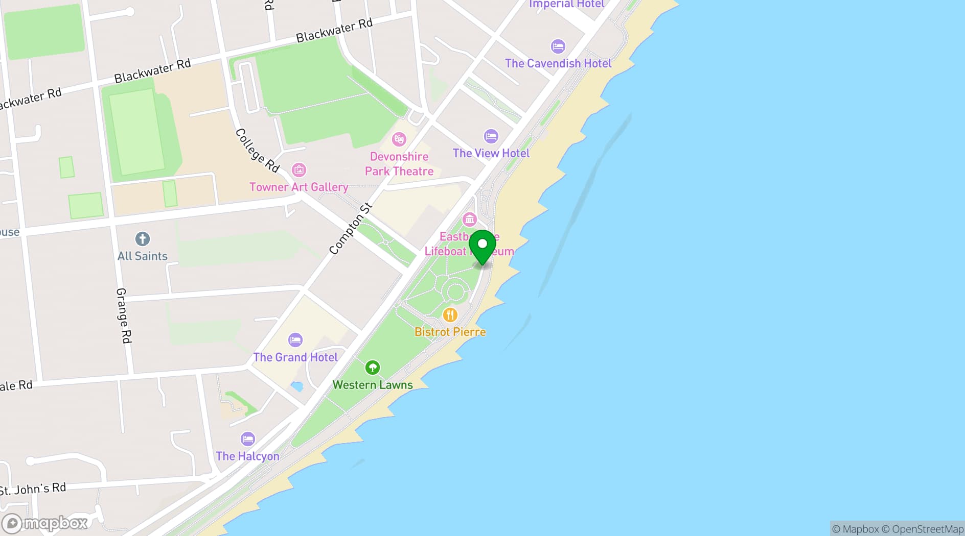 Map showing Bistrot Pierre Eastbourne