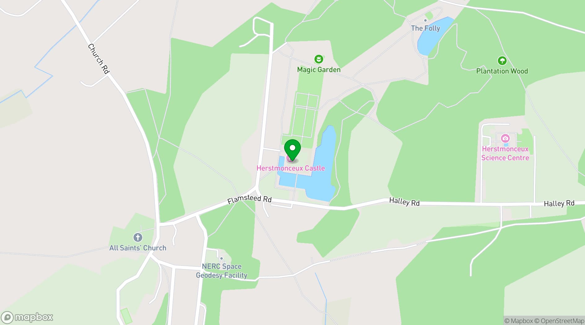 Map showing Herstmonceux Castle