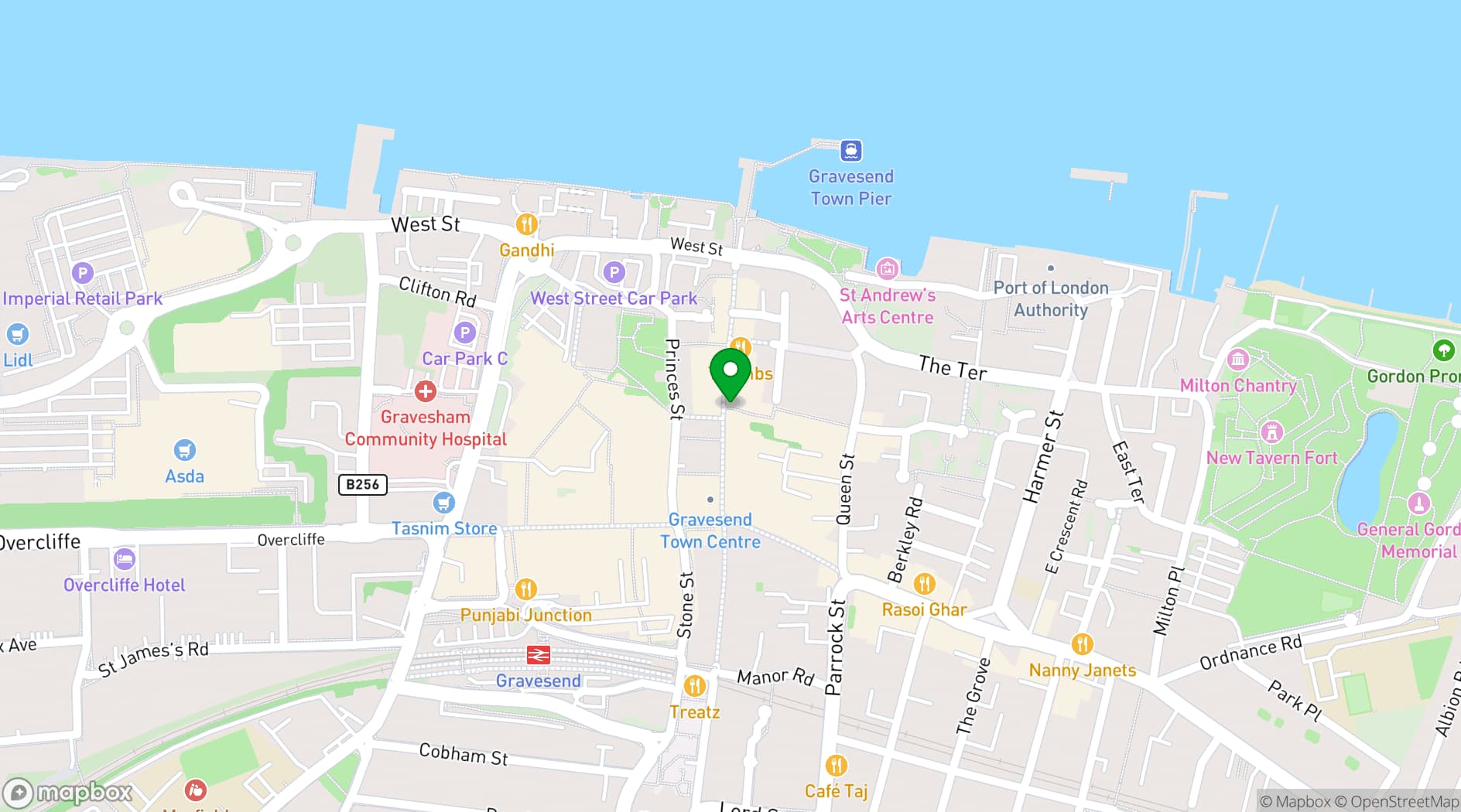 Map showing Gravesend Old Town Hall