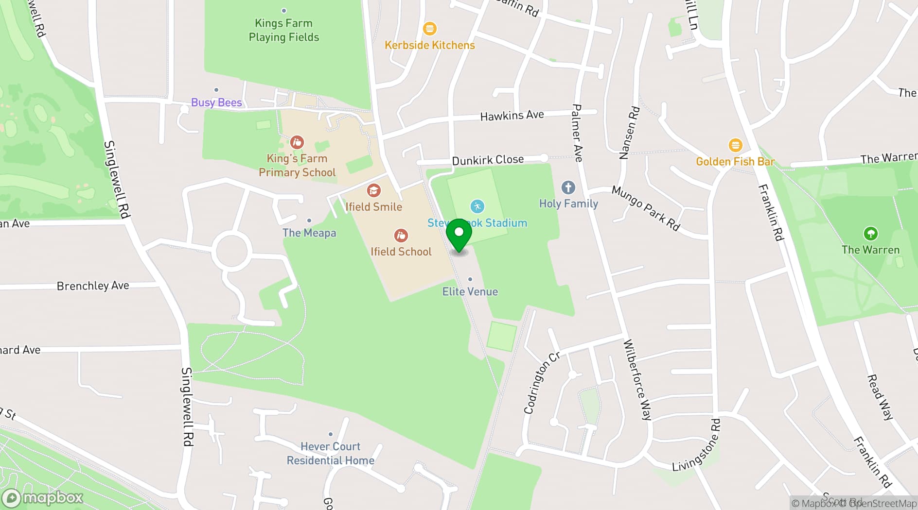 Map showing Elite Venue