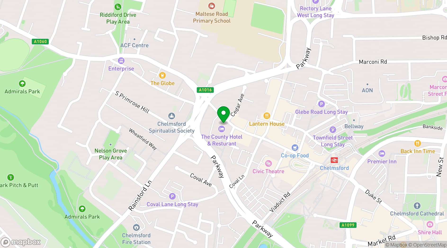 Map showing The County Hotel