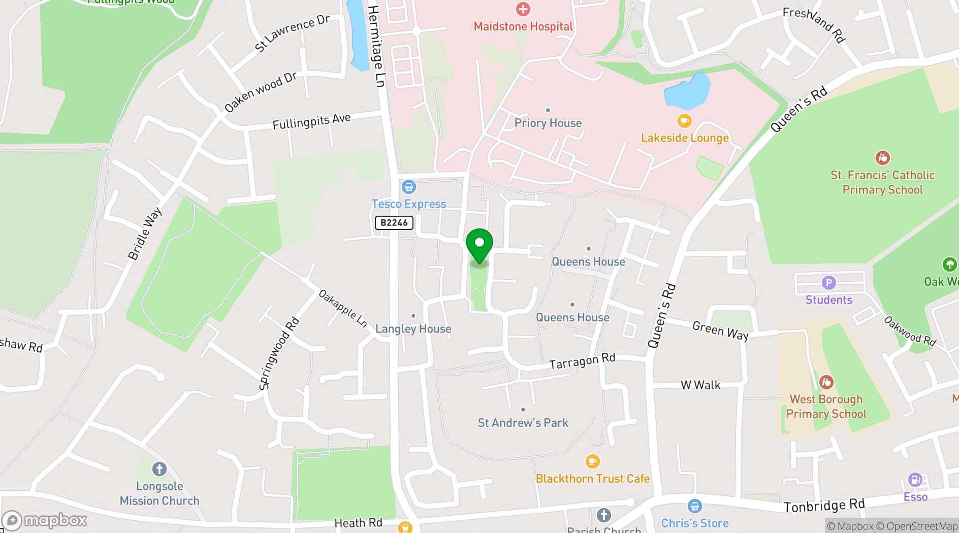 Map showing Beechwood Community Hall