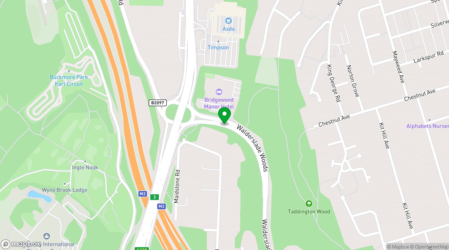 Map showing Bridgewood Manor Hotel & Spa
