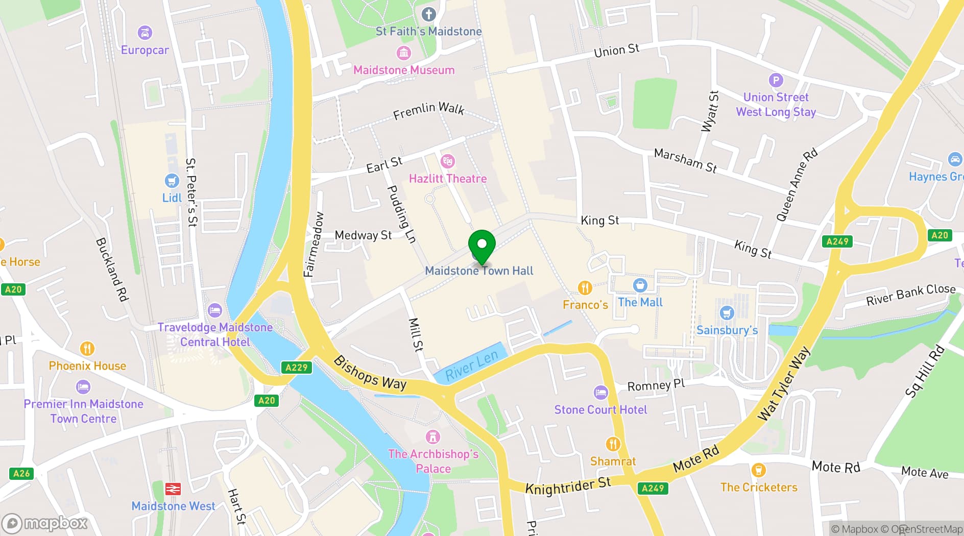 Map showing BALLIN' Maidstone