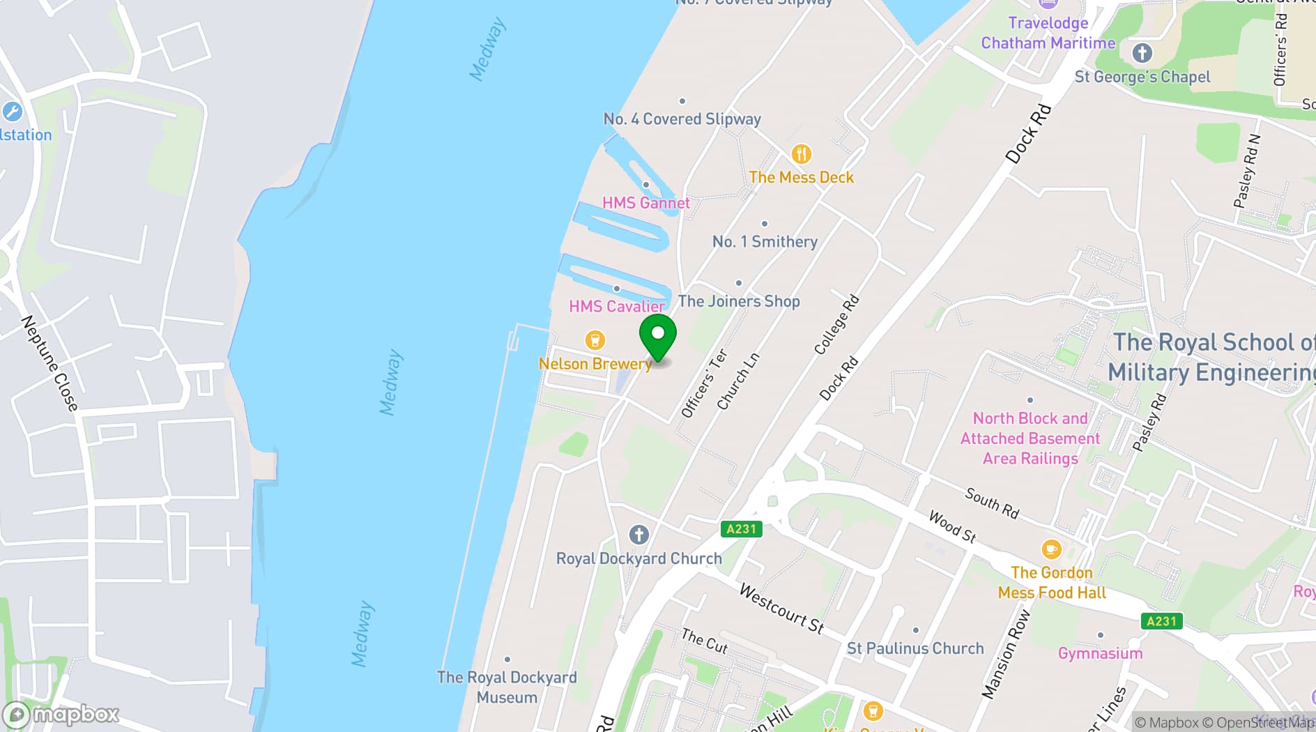 Map showing The Historic Dockyard 