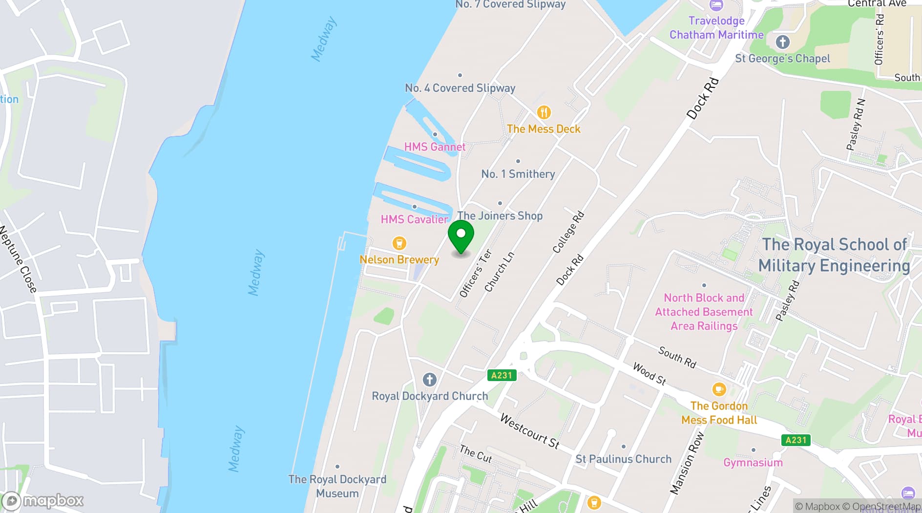 Map showing Chatham Dockyard