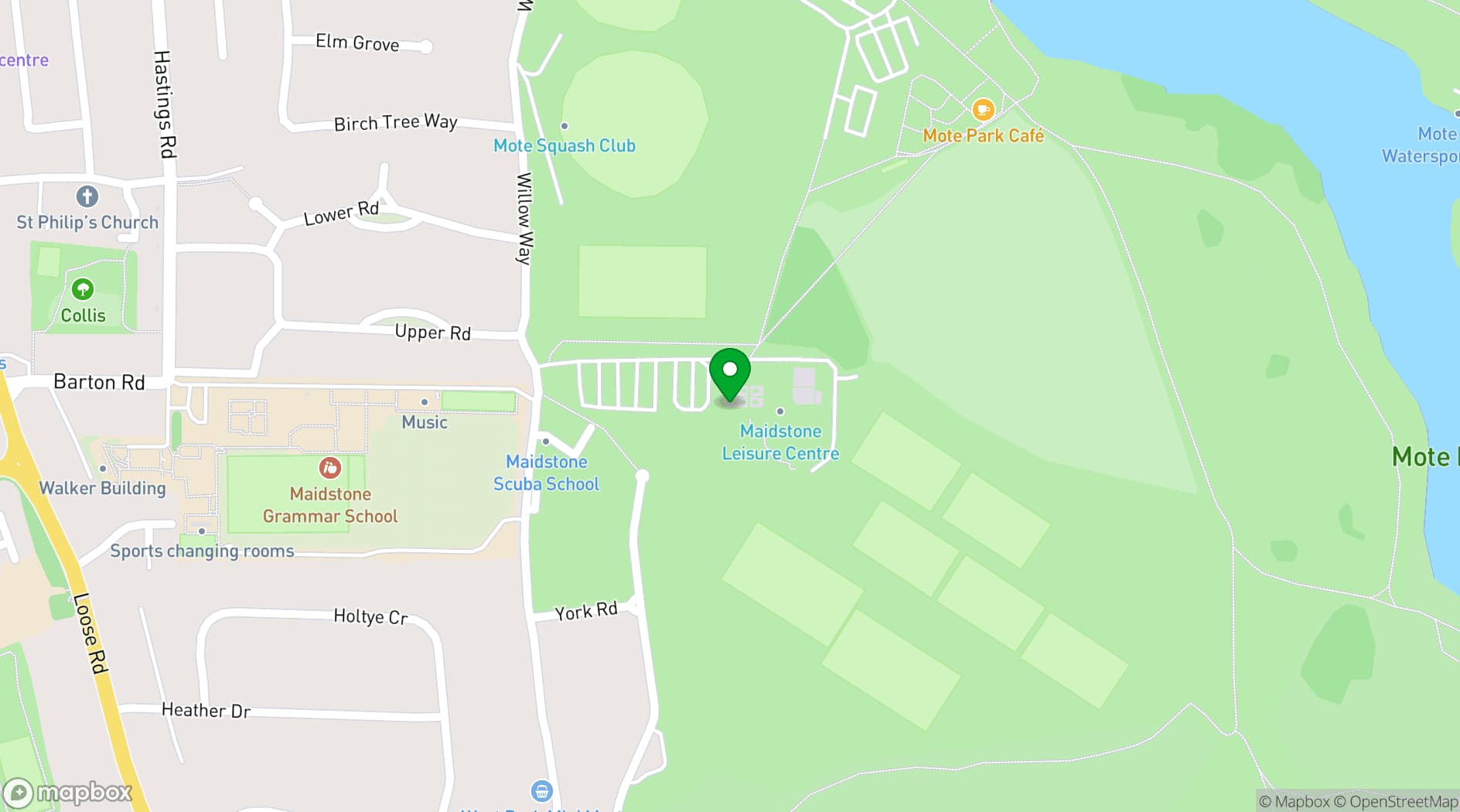 Map showing Maidstone Leisure Centre