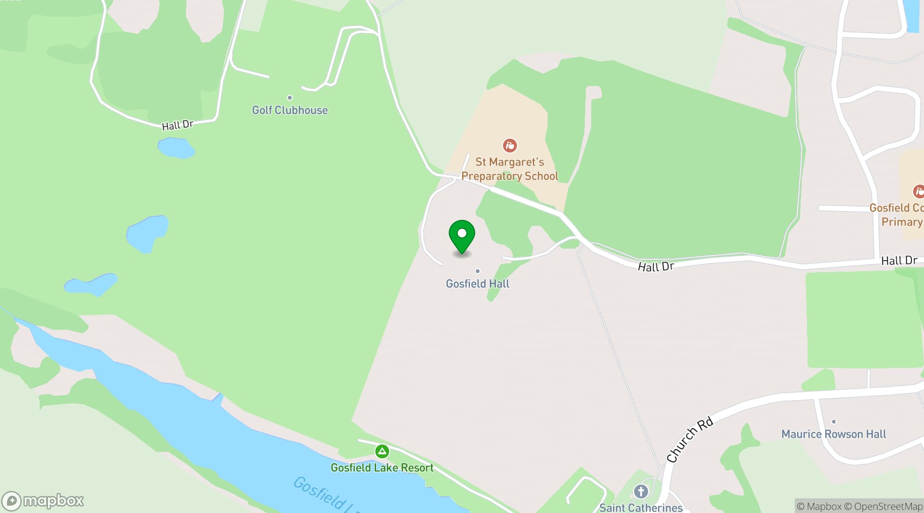Map showing Gosfield Hall